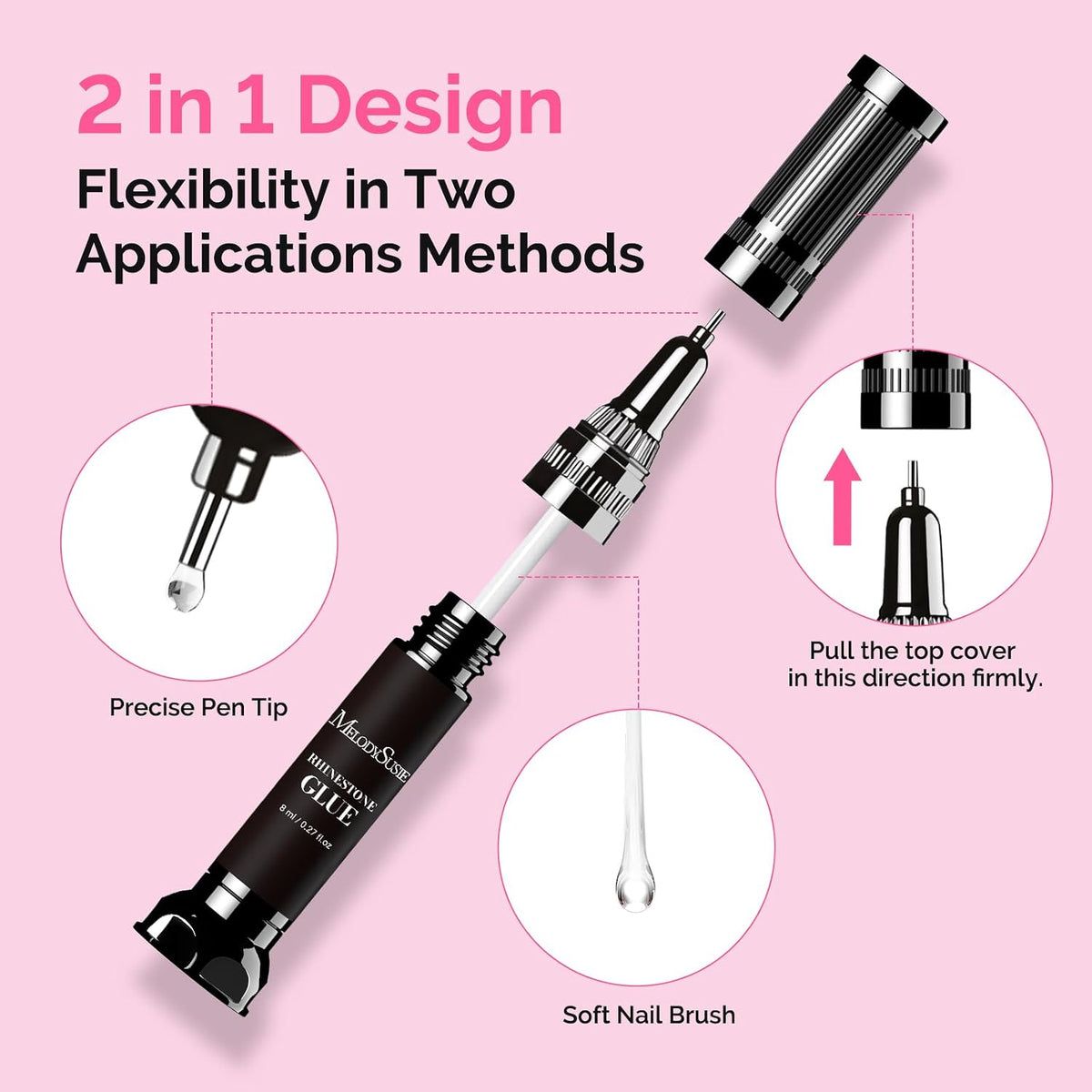 Nail Rhinestone Glue with Brush 8ml*2