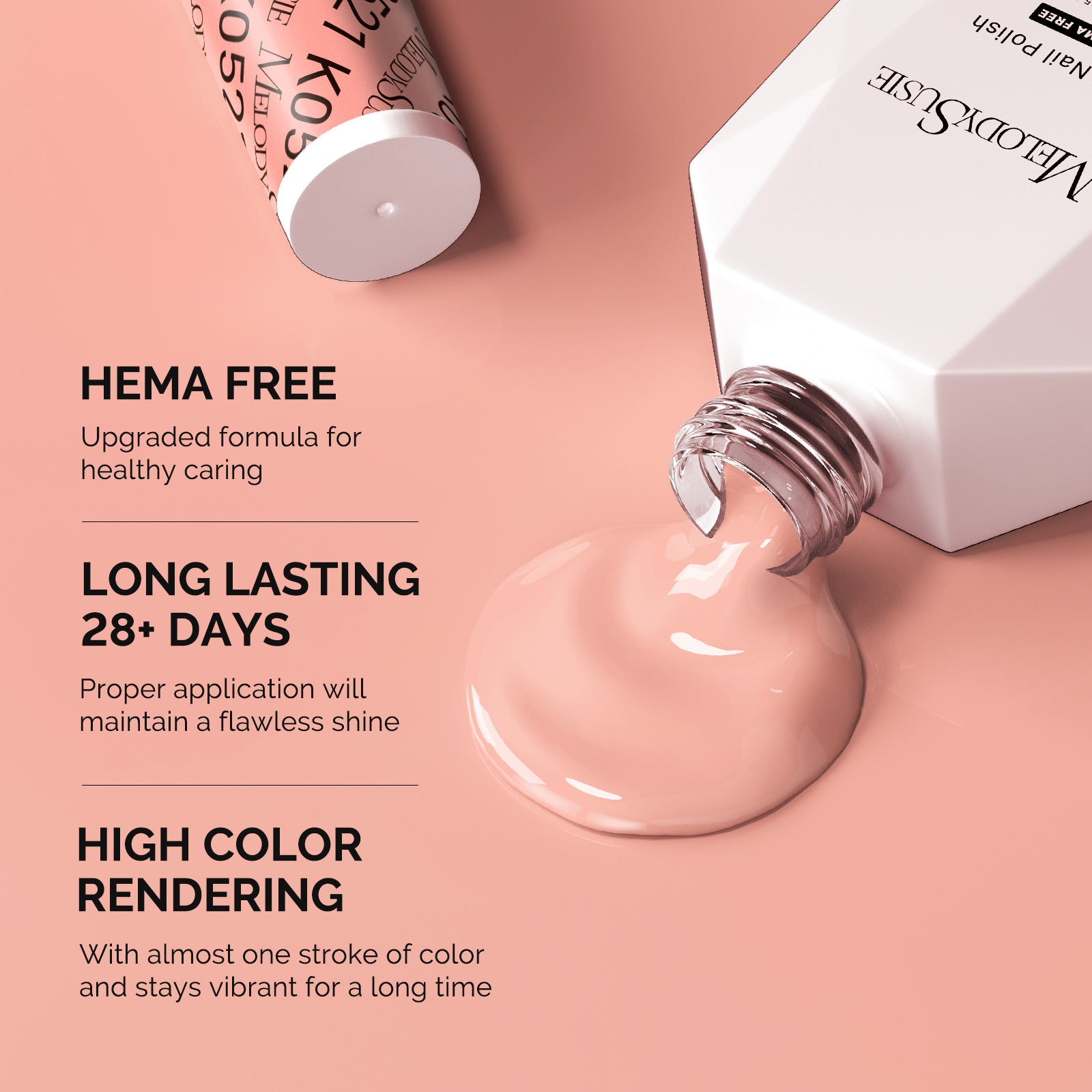 HEMA-Free Gel Nail Polish 0.5 fl oz/15ml - K0521 Thick Light Orange Pink
