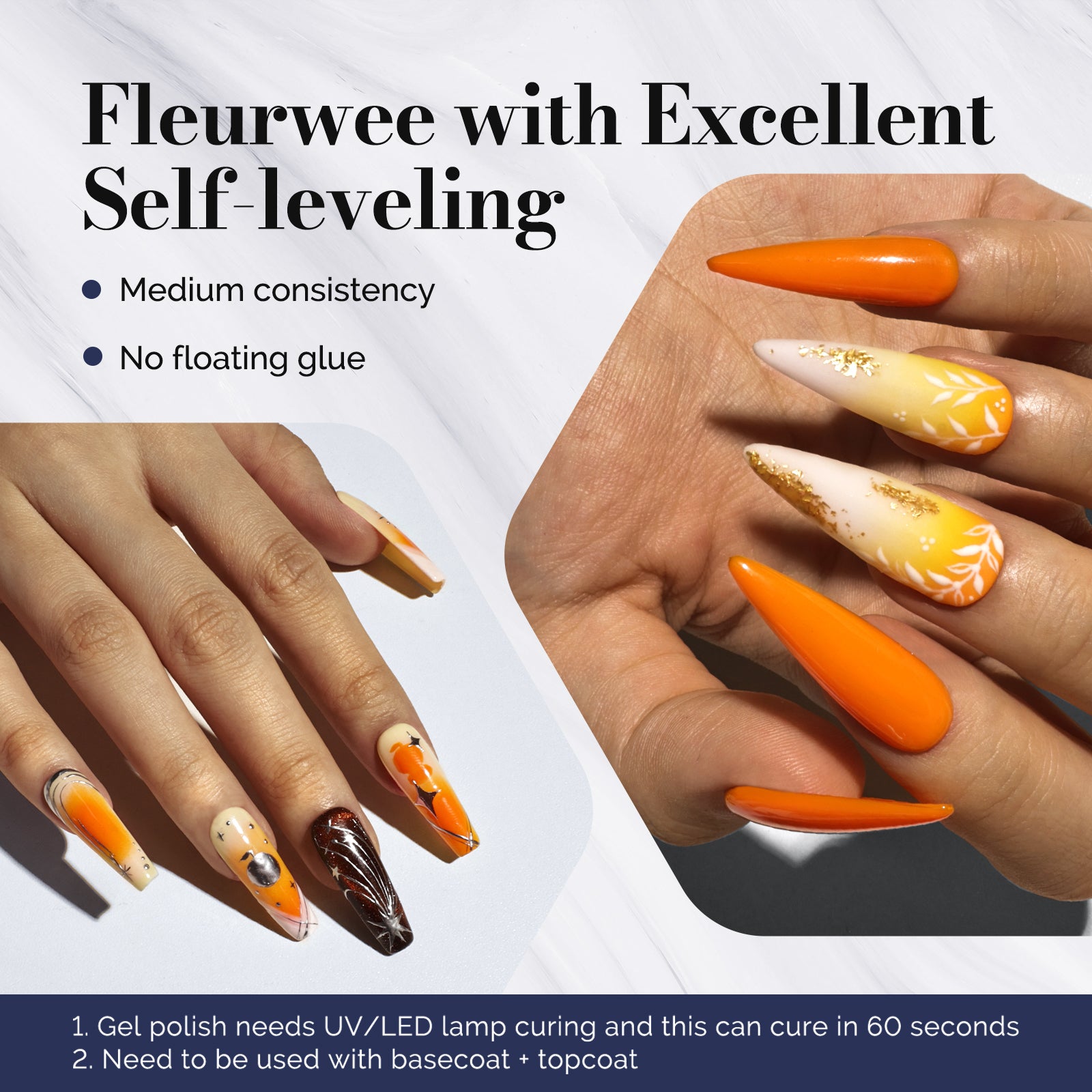 Fleurwee HEMA-Free & HPMA-Free & TPO-Free Gel Nail Polish Plant-based 0.5 fl oz/15ml - P36 Orange Juice