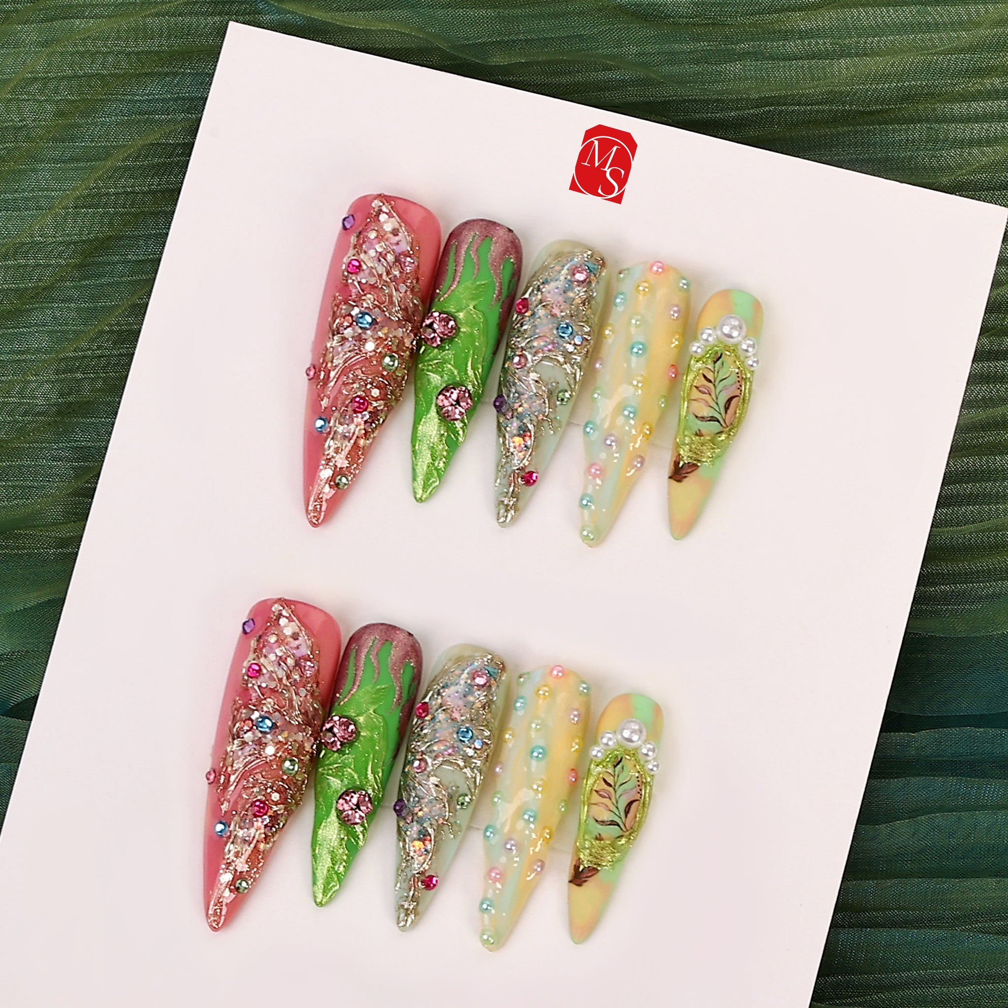 Spring Waltz Stiletto Long Press-on Nails
