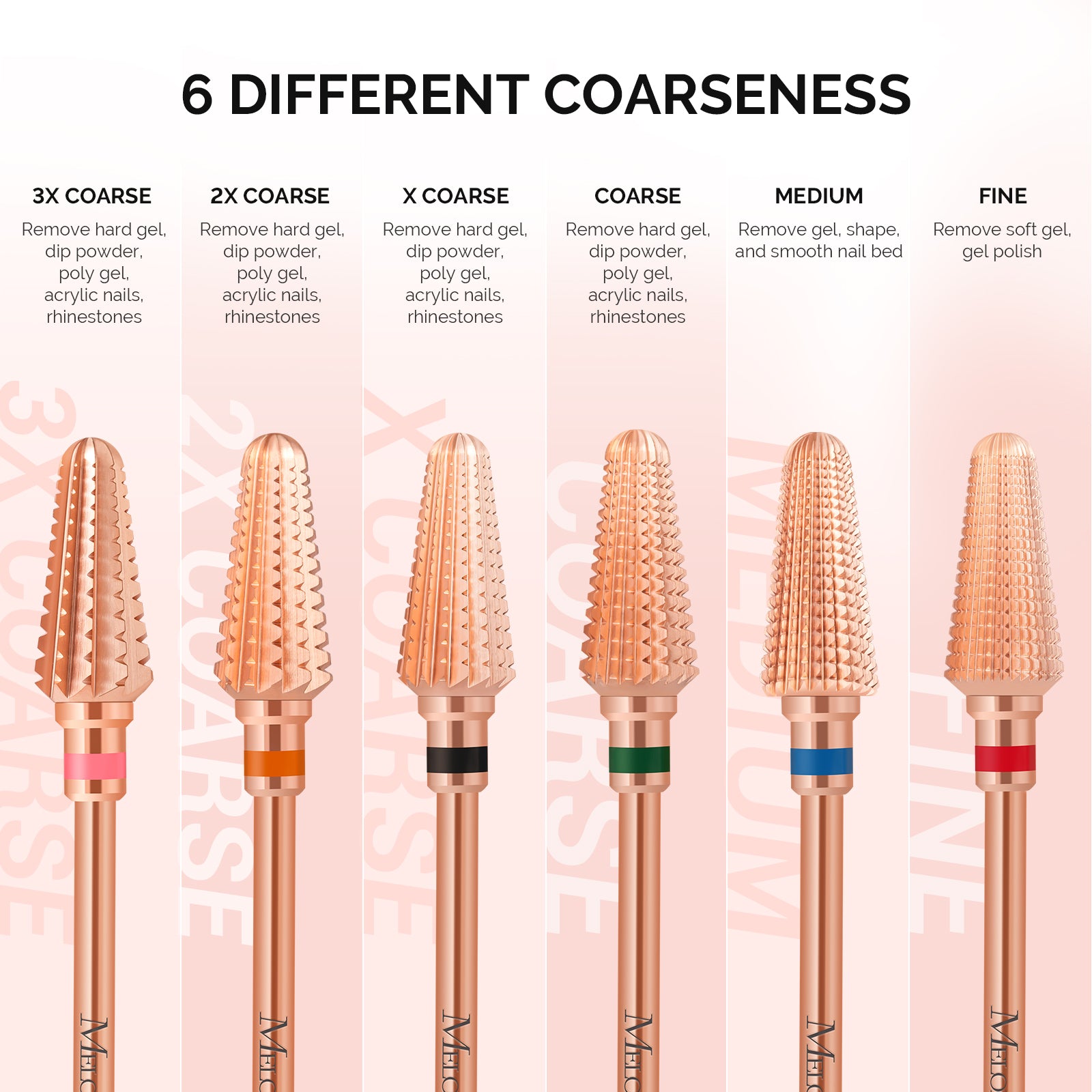 Tornado Tungsten Carbide Nail Drill Bits - Rose Gold