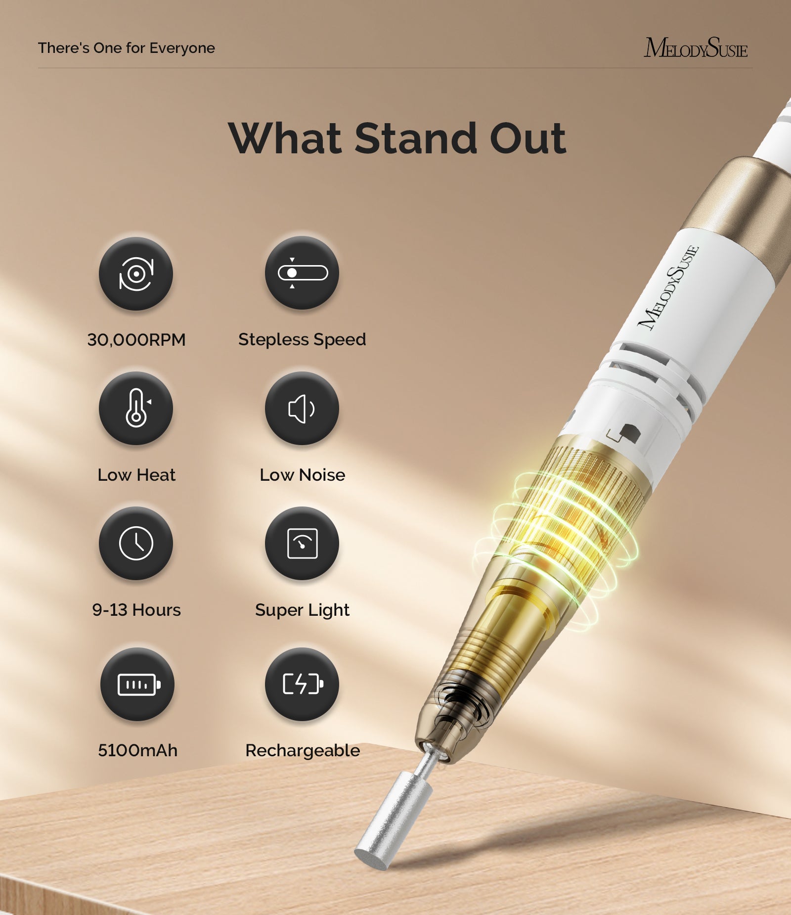 Jade(SC320C) Clip-On Vintage-Style Rechargeable Nail Drill 30,000RPM