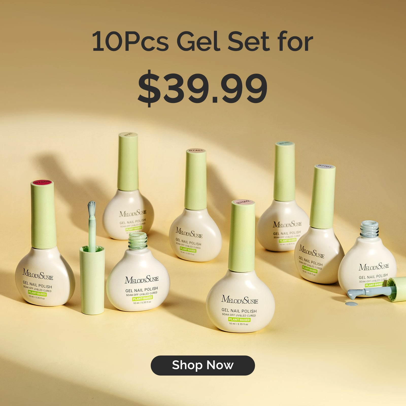 Sweet Scent Plant-Based Gel Nail Polish 10ml - 10Pcs