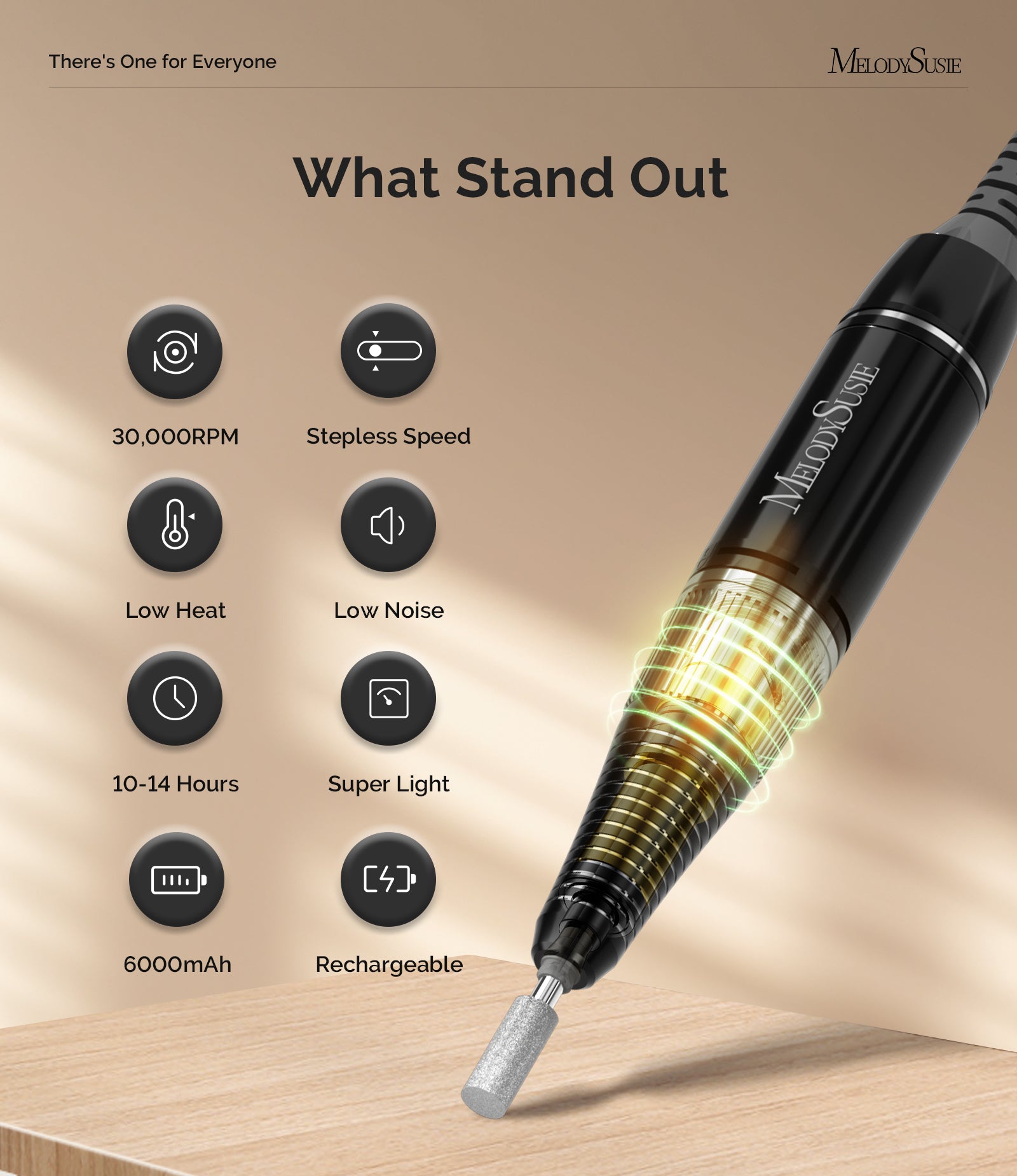 Selene(SC320D) Rechargeable Nail Drill 30,000 RPM (Black)