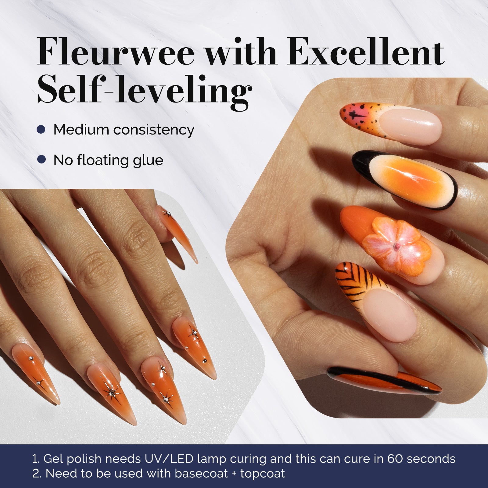 Fleurwee HEMA-Free & HPMA-Free & TPO-Free Gel Nail Polish Plant-based 0.5 fl oz/15ml - P43 Orange-Red Impatiens