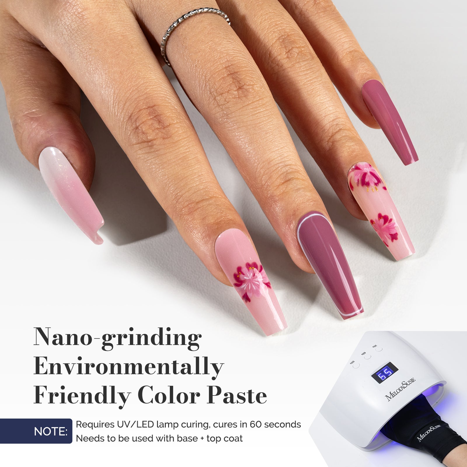 Fleurwee HEMA-Free & HPMA-Free & TPO-Free Gel Polish 2Pcs Pink Purple&Pink Tiny Glitter-P11+P21