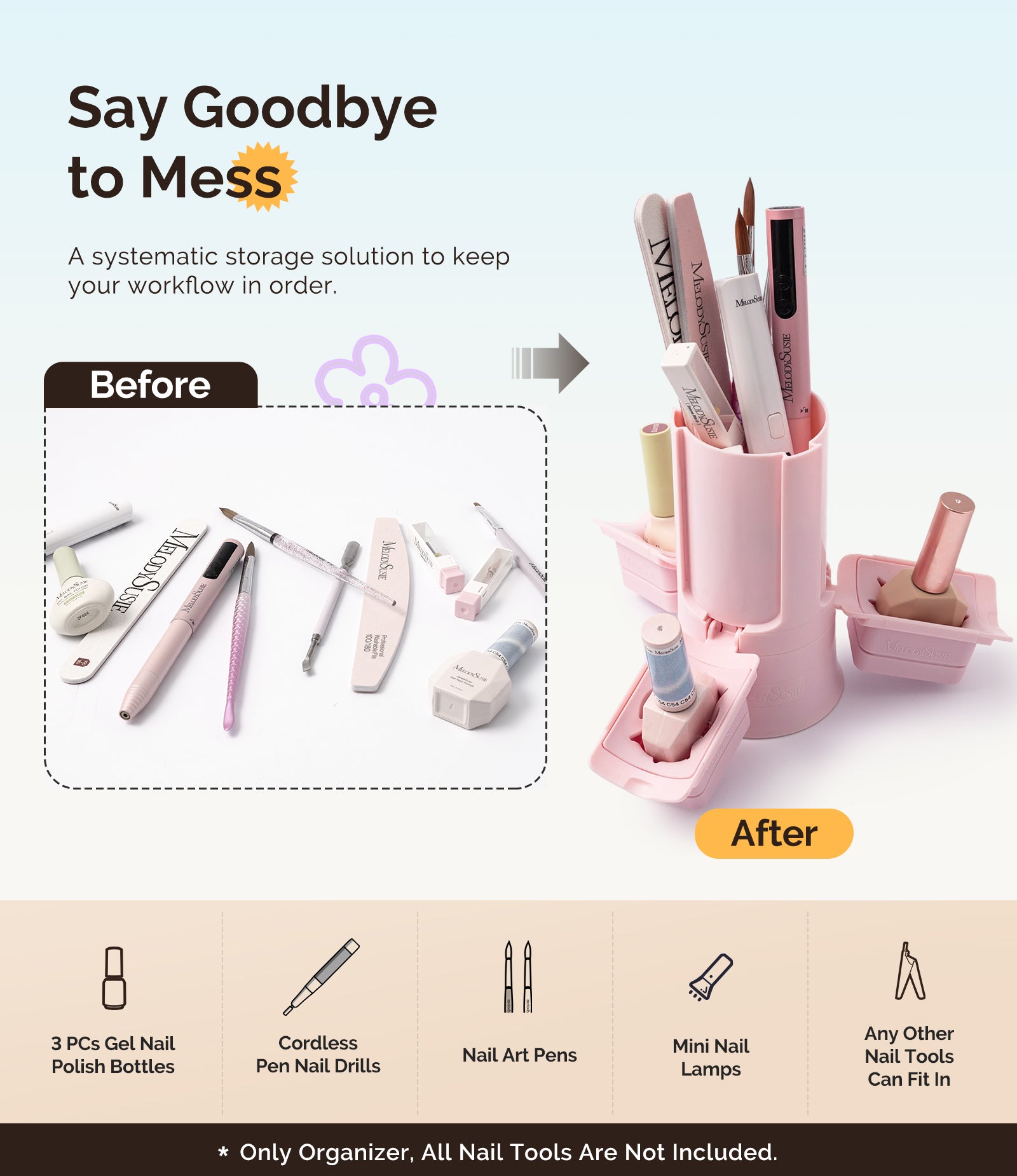 GelCarousel Rotatable Nail Art DIY Station - Pink