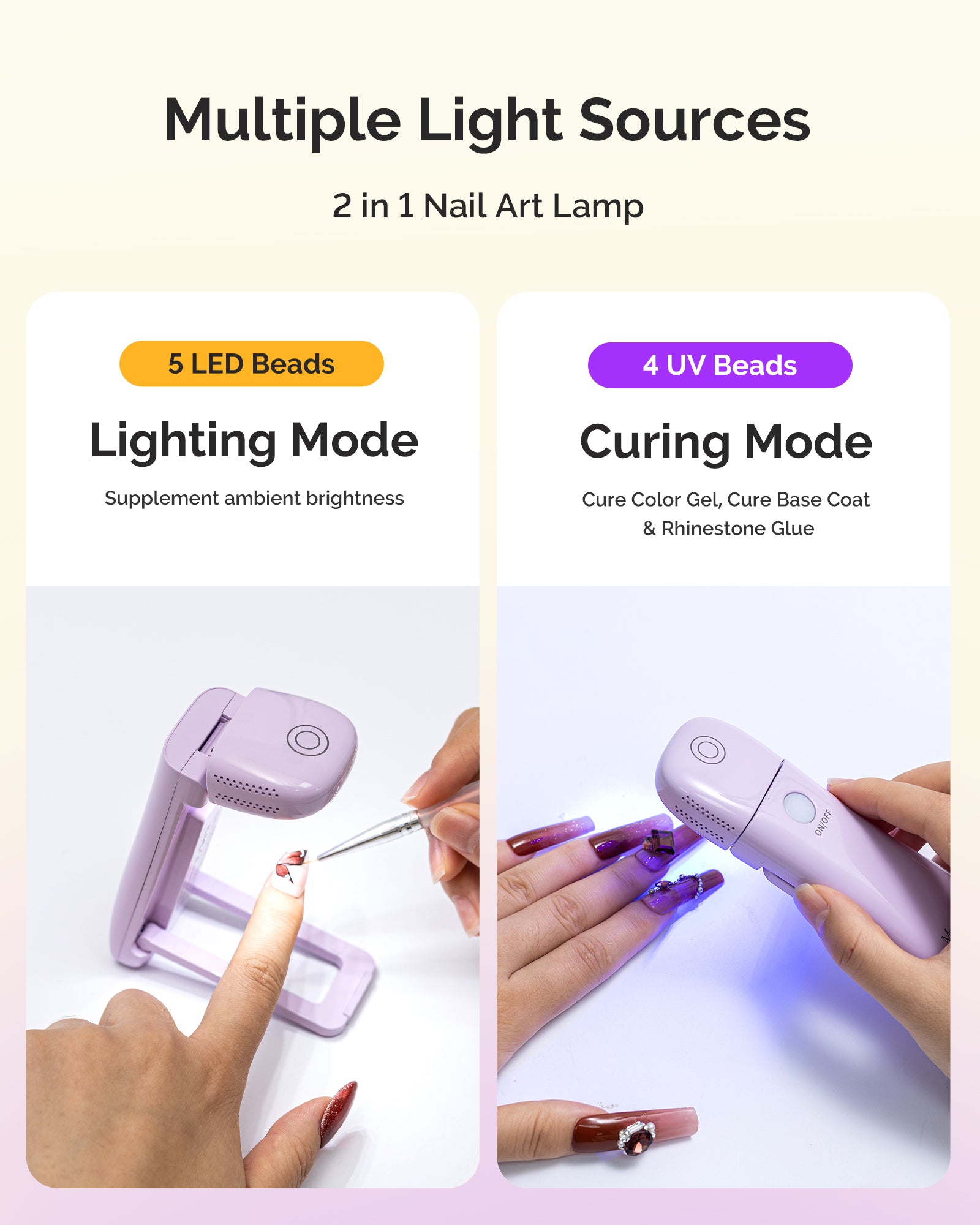 P-ART09F Foldable & Standable 2-in-1 Design LED/UV Nail Lamp - Purple