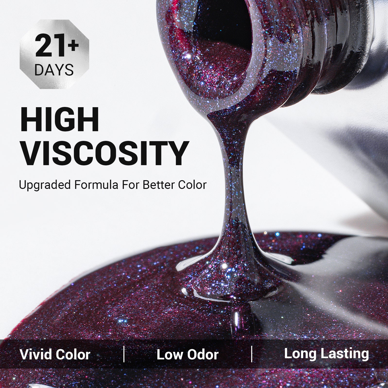 Z035 Universe Purple Glitter - TPO-Free Thick Gel Nail Polish(15ml)