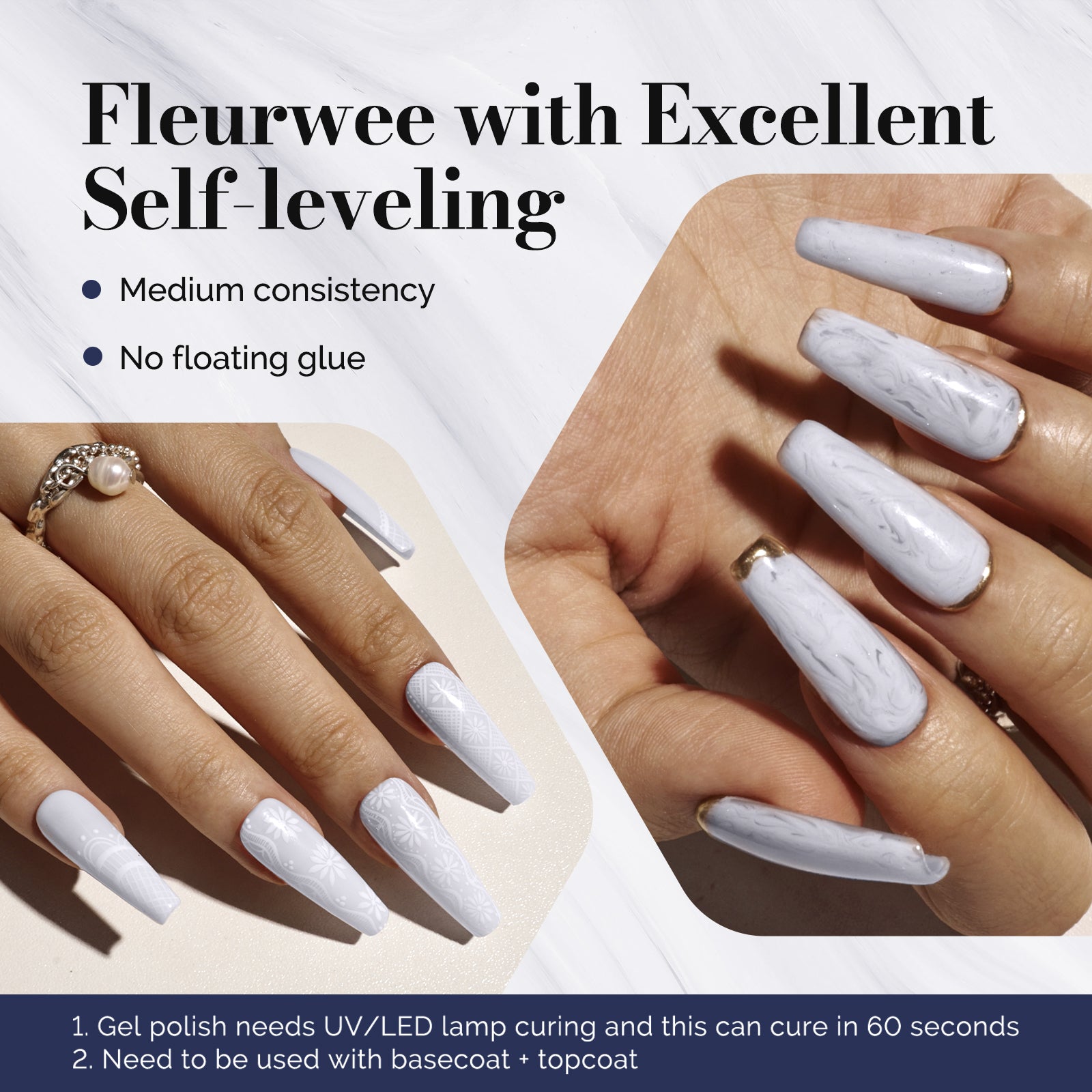 Fleurwee HEMA-Free & HPMA-Free & TPO-Free Gel Nail Polish Plant-based 0.5 fl oz/15ml - P50 Daisy-White