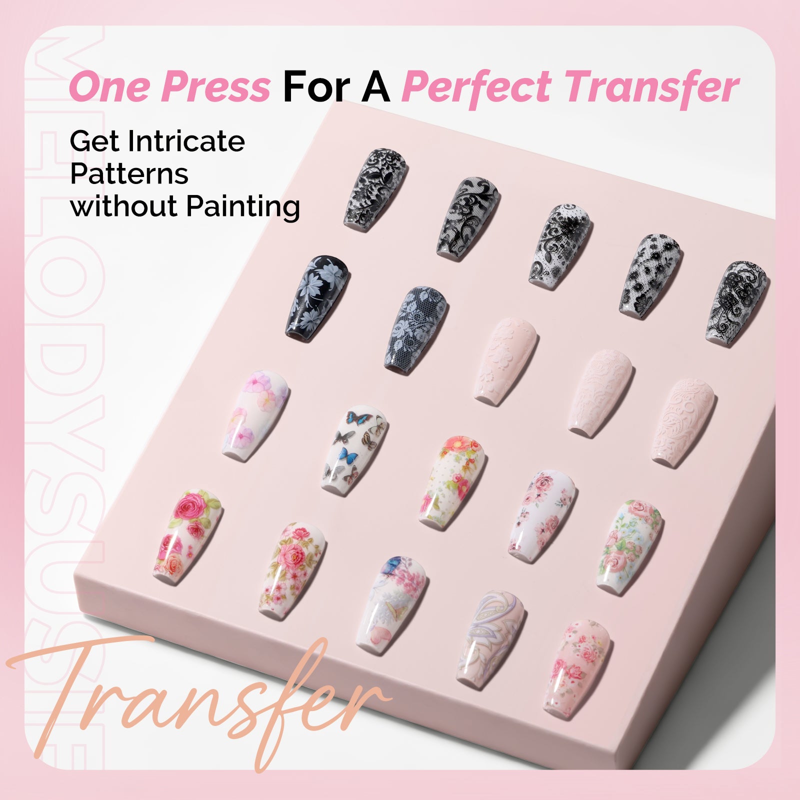 Nail Foil Glue Gel with 20 Rolls Lace Flower Stickers Set