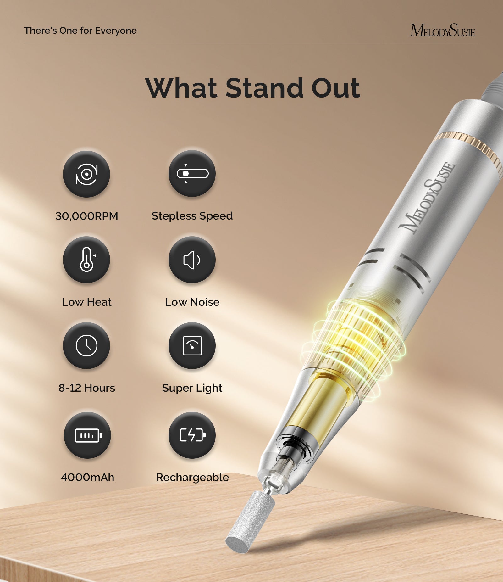 SC320F Clip-On Rechargeable Nail Drill 30,000RPM - White