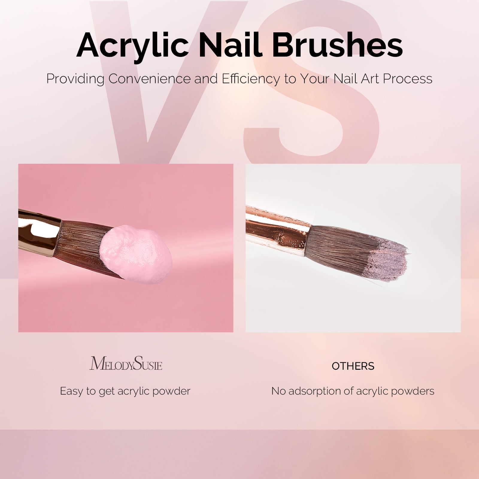 New Acrylic Nail Brush Set 3Pcs - Pink
