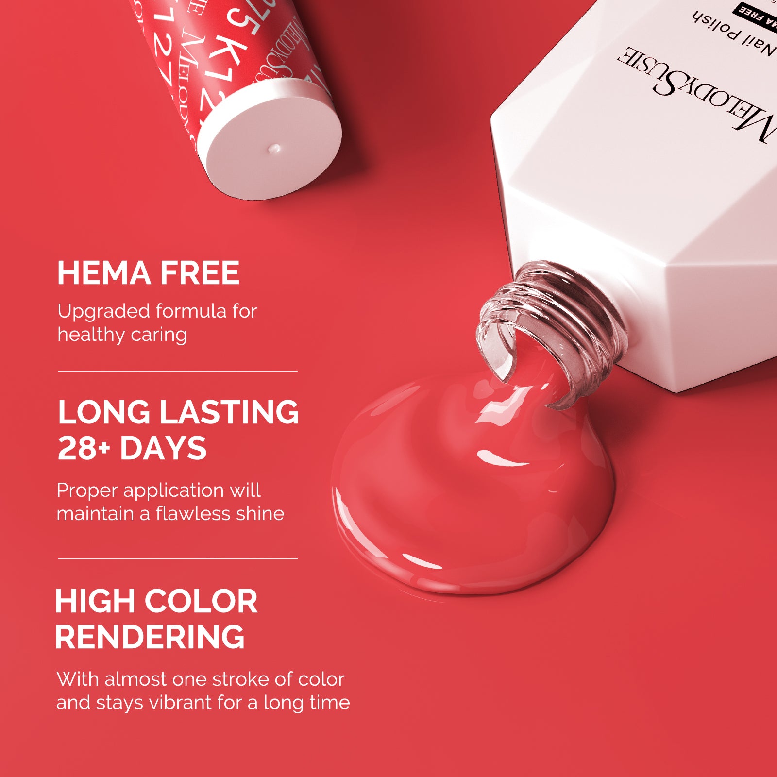 HEMA-Free Gel Nail Polish 0.5 fl oz/15ml - K1275 Thick Bright Coral Red
