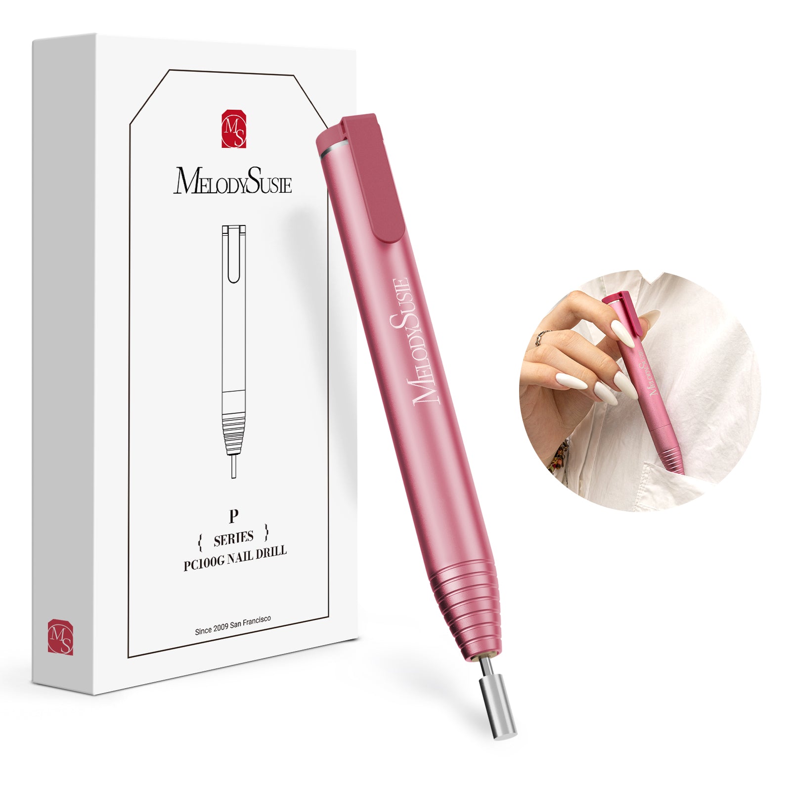 PocketNail PC100GR/PC100G Pen-Shaped Innovative Portable Rechargeable Nail Drill 20,000RPM