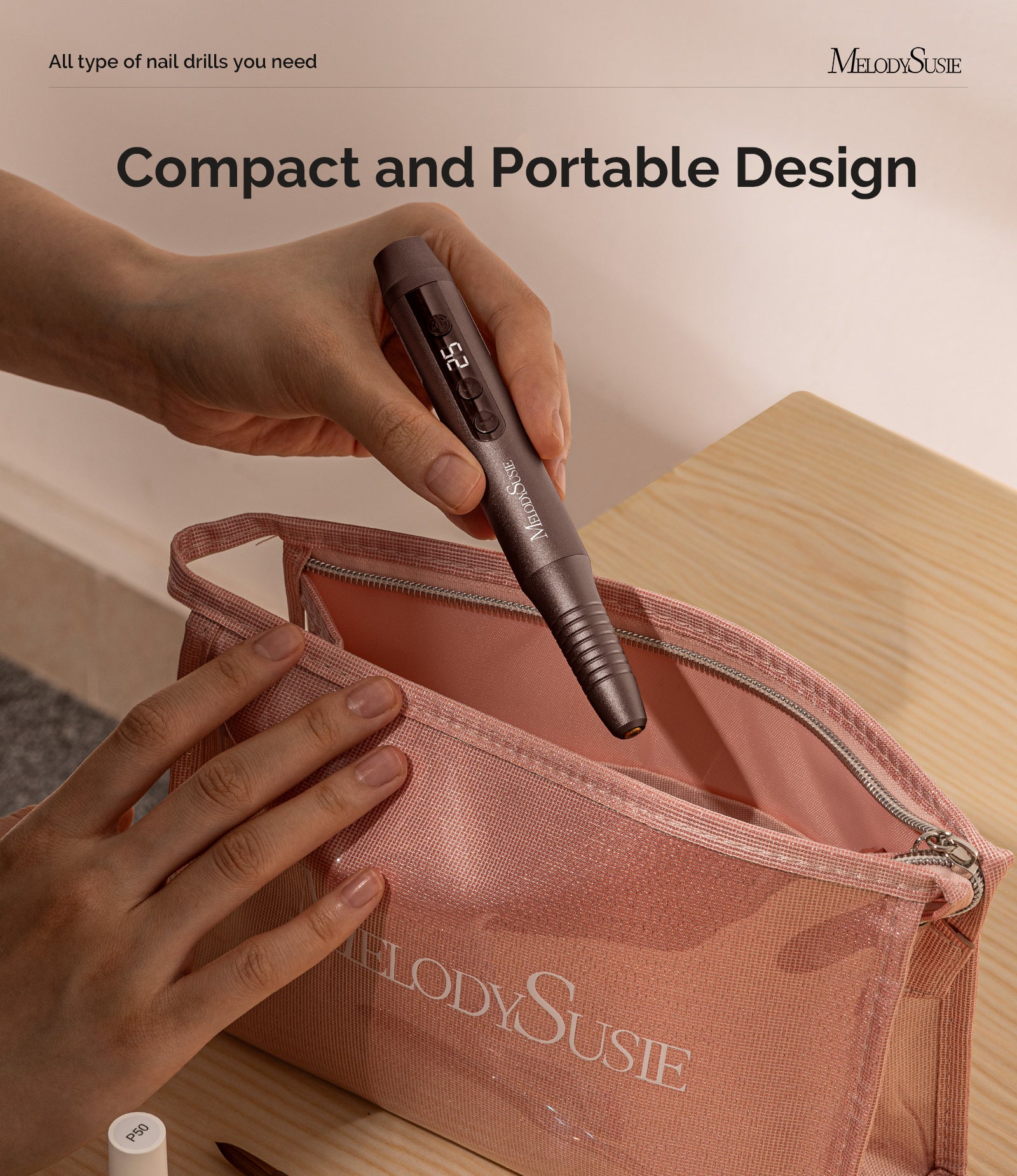 PC180G Pen-Shaped Rechargeable Nail Drill 25,000RPM - Black