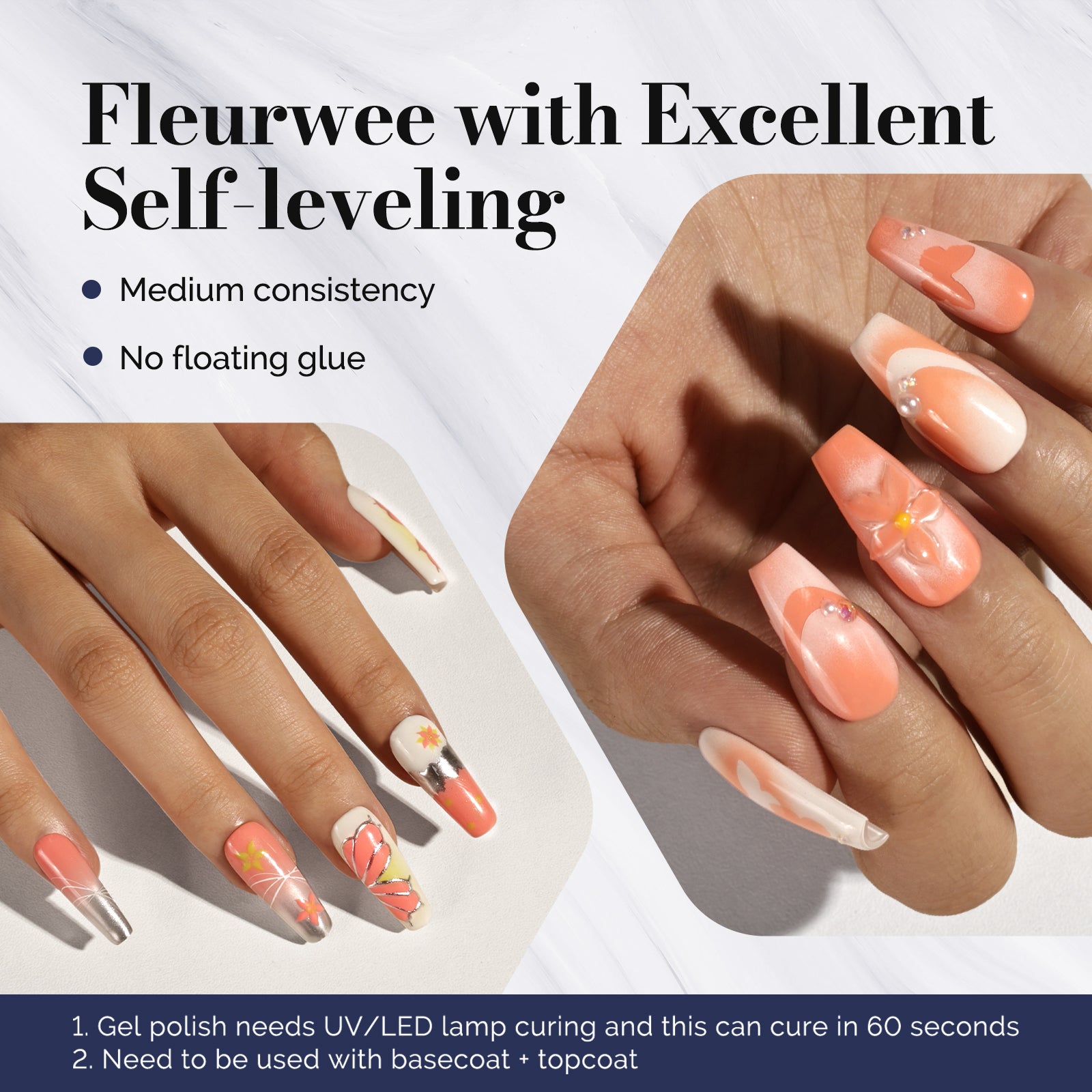 Fleurwee HEMA-Free & HPMA-Free & TPO-Free Gel Nail Polish Plant-based 0.5 fl oz/15ml - P46 Orange-Milkweed