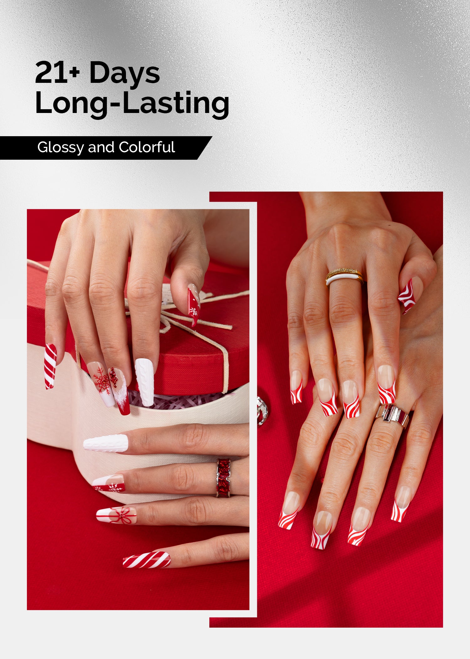 TPO-Free Thick Gel Nail Polish Red and White 2 Pack 15ml