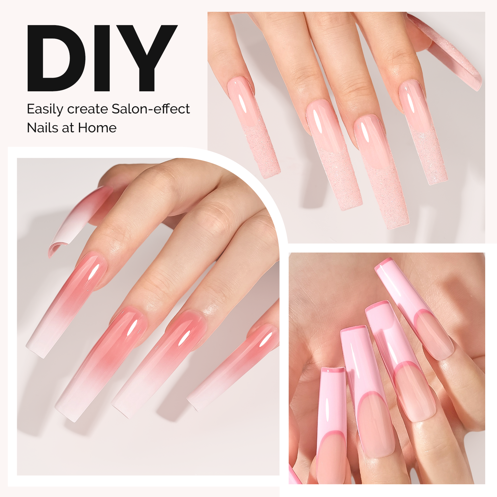 600Pcs Half Matte Clear Acrylic Full Cover Nail Tips