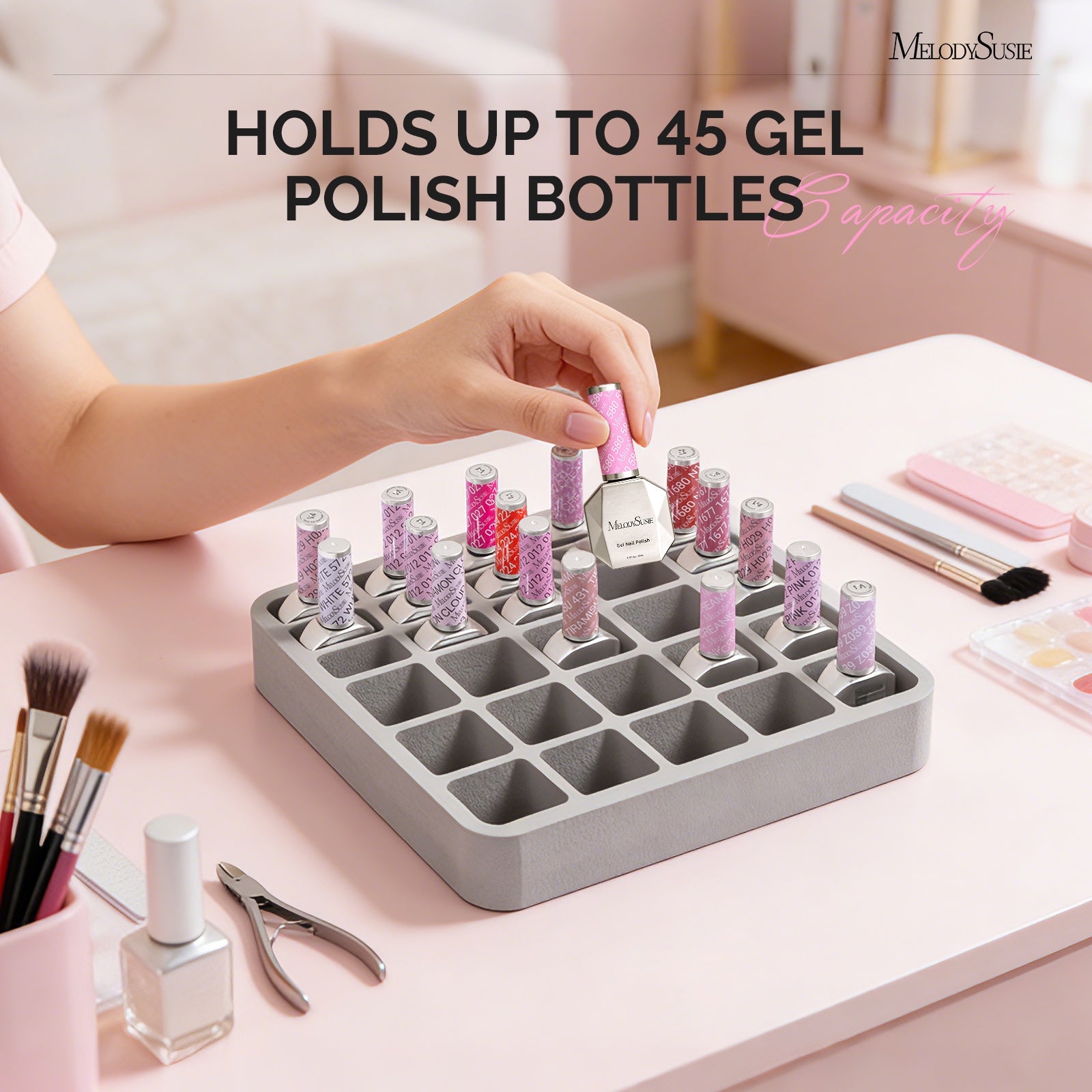 2Pcs Nail Gel Polish Organizer Holder Foam Pad with Slots