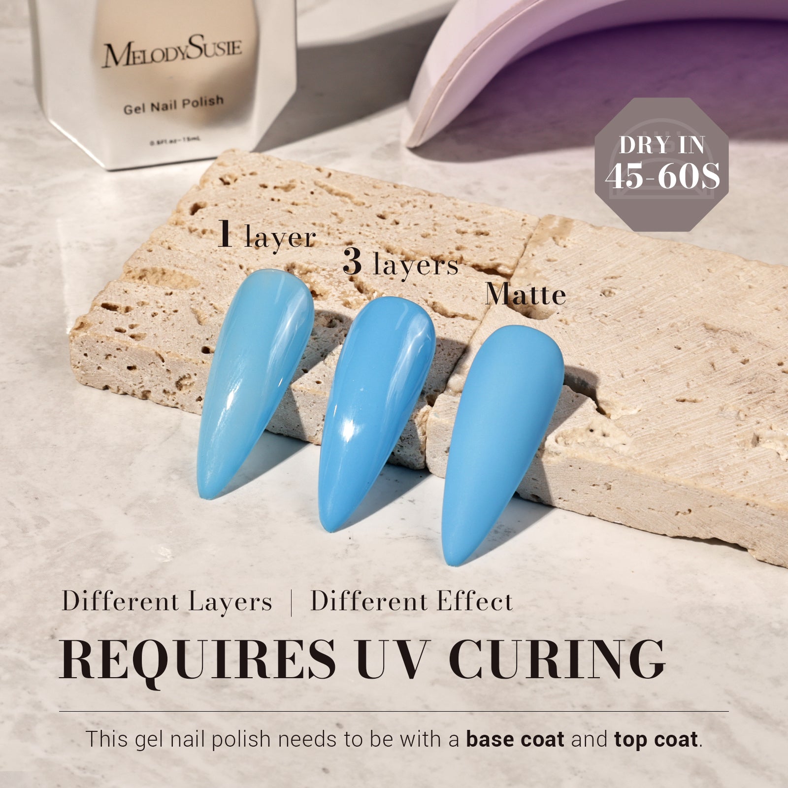 1656 Clear Sky Blue - TPO-Free Faster UV Curing Gel Nail Polish(15ml)