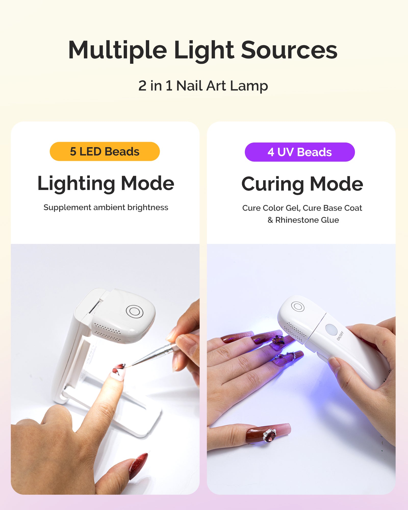 P-ART09F Foldable & Standable 2-in-1 Design LED/UV Nail Lamp - White