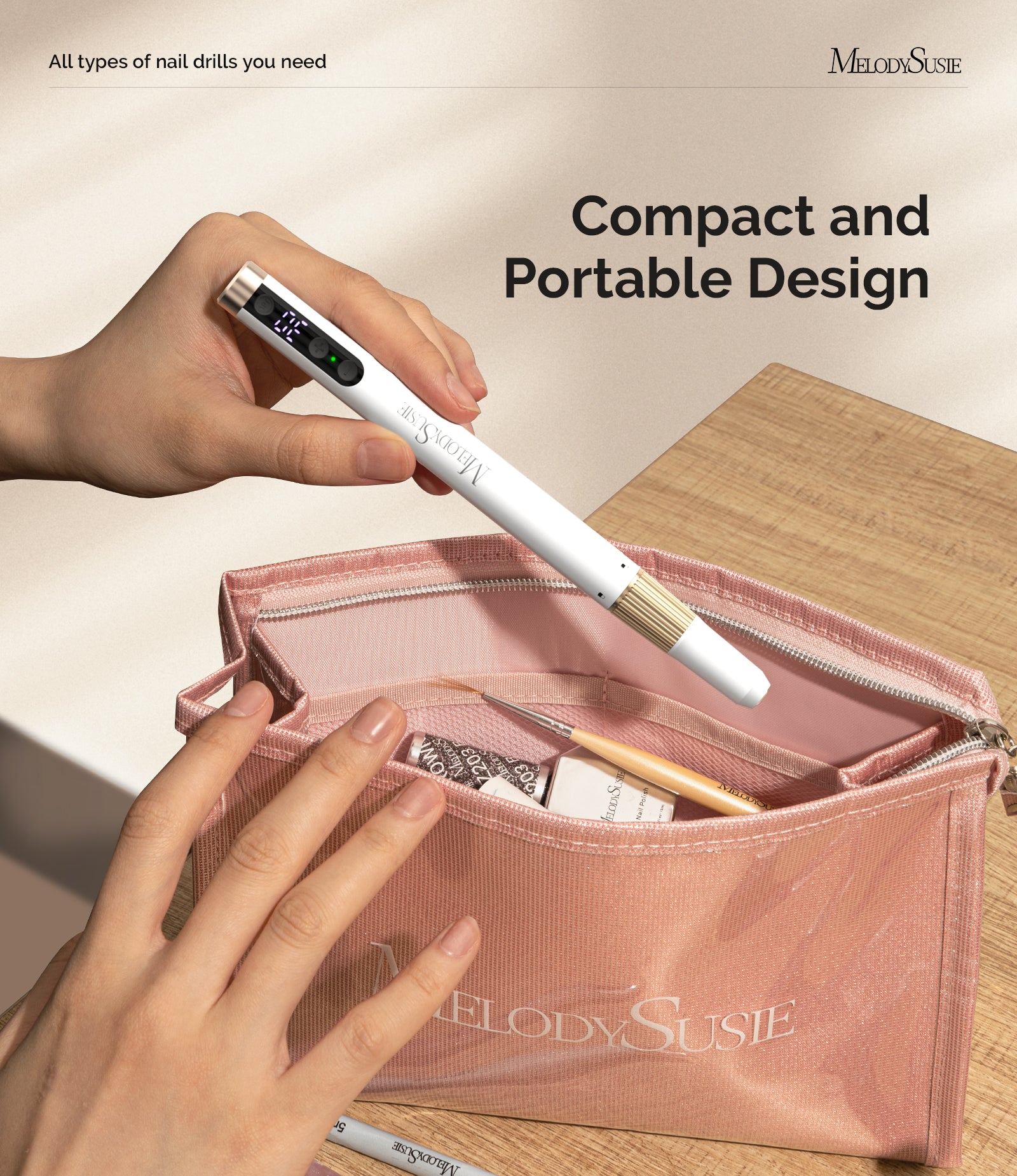 PM180G Pen-Shaped Ultra-Slim Rechargeable Nail Drill 30,000RPM - White