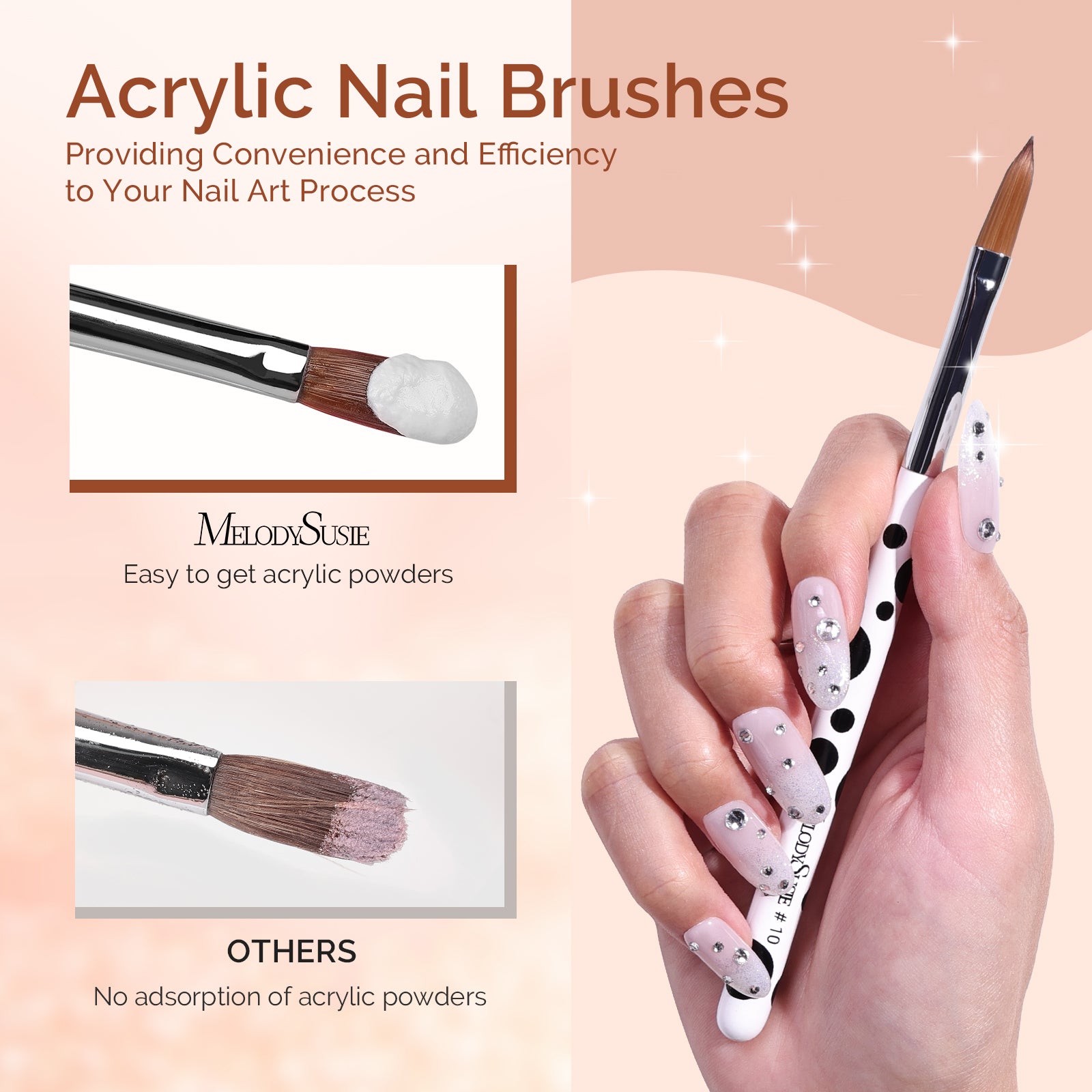 Acrylic Nail Brush Set 3Pcs - White