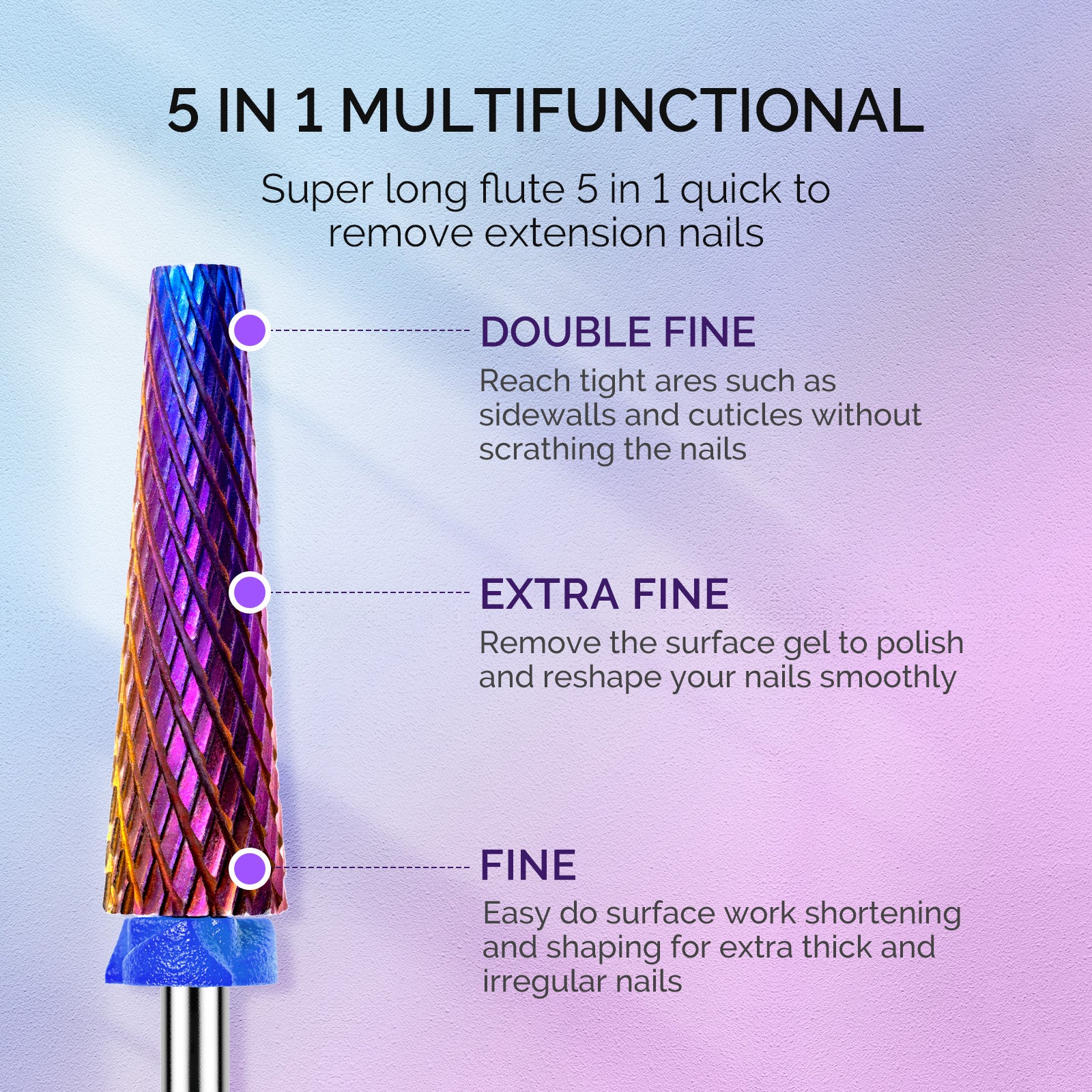 3Pcs Carbide Tungsten Nail Drill Bits Set