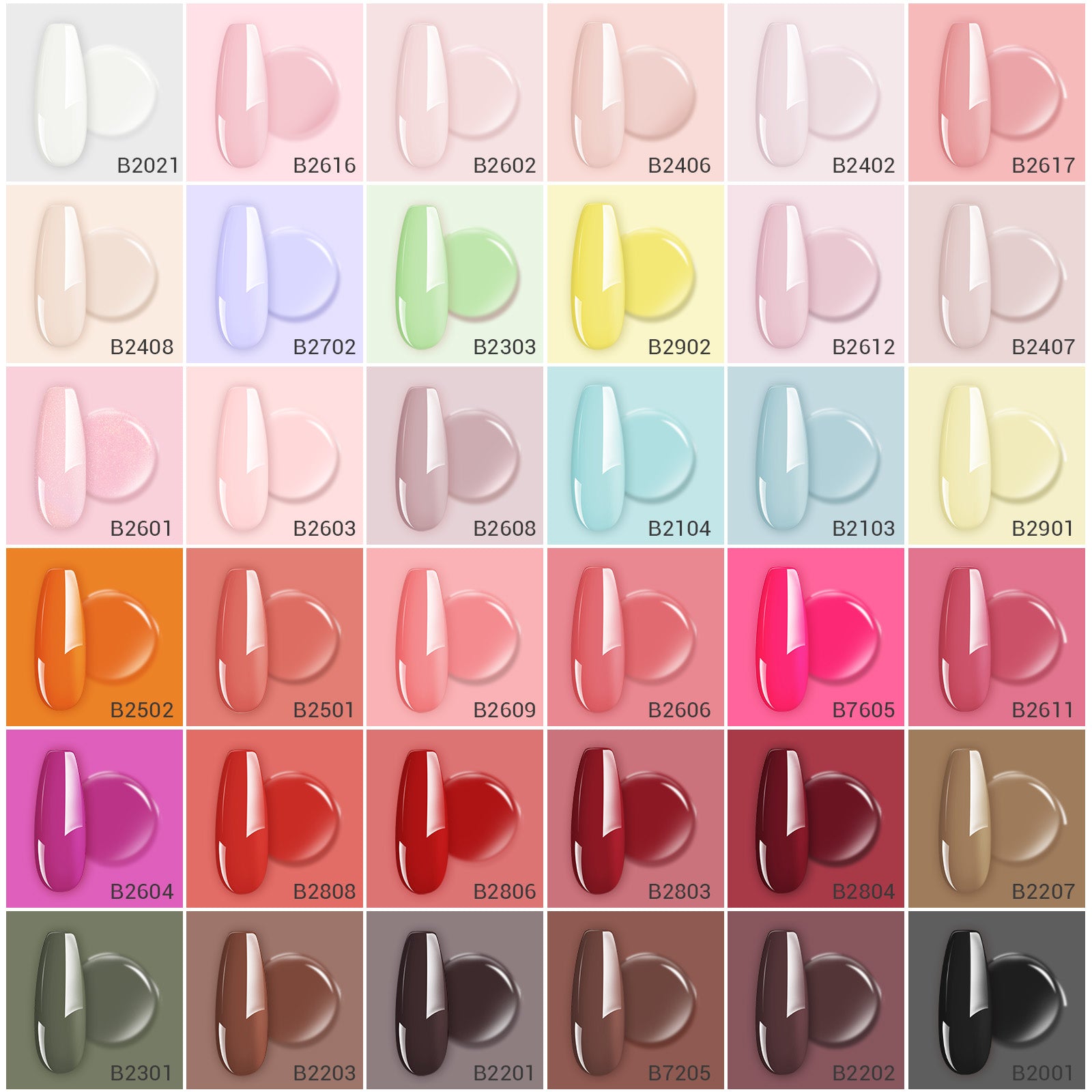 Plant-Based HEMA-Free & HPMA-Free & TPO-Free Gel Nail Polish 36 Colors Full Set