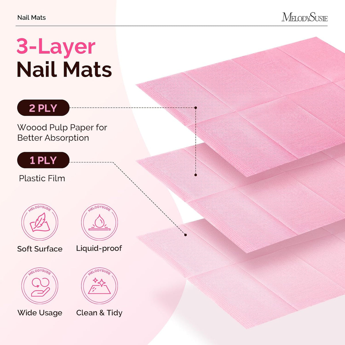 Disposable Nail Mats, 3-Ply Absorbent Nail Art Table Pads 50Pcs
