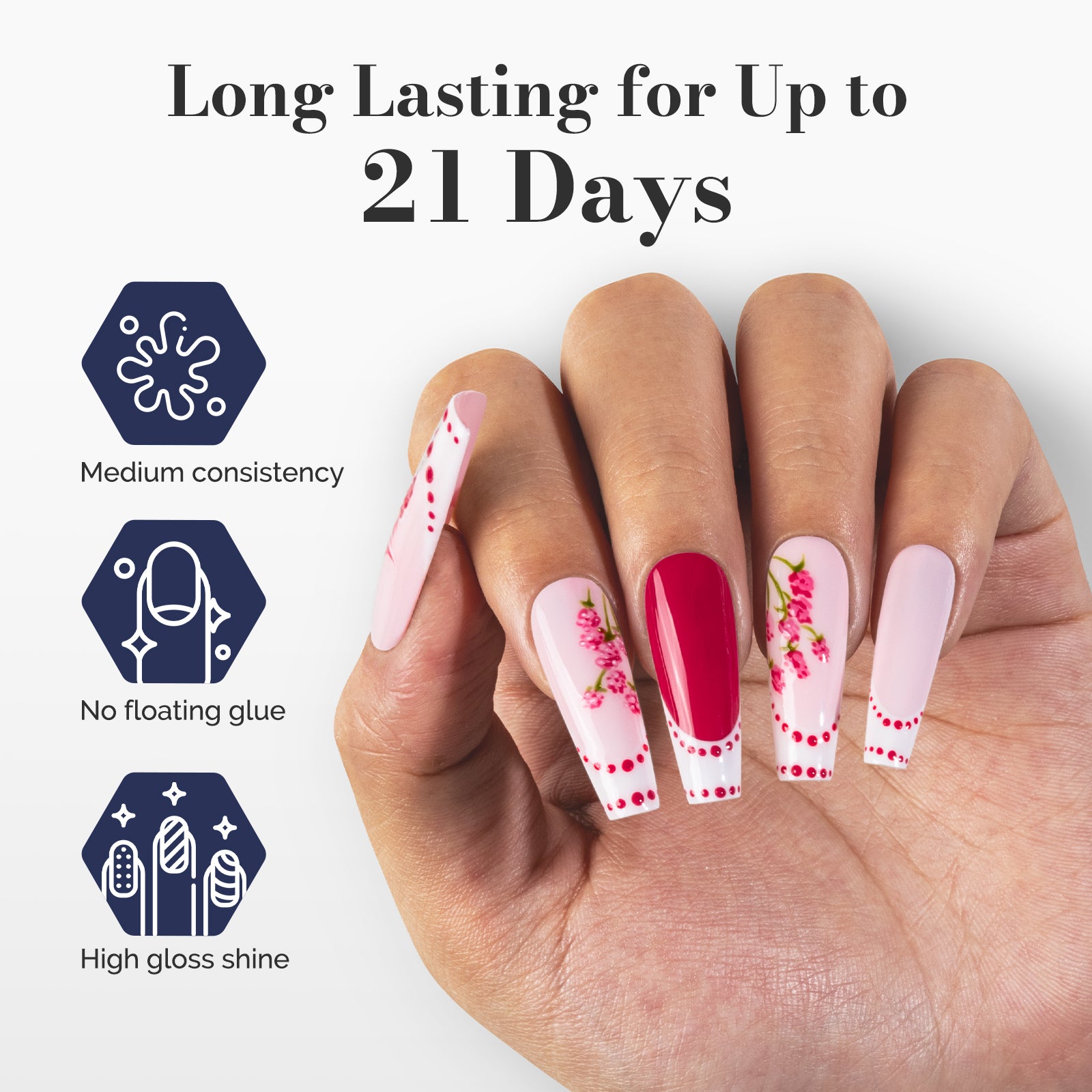 Fleurwee HEMA-Free & HPMA-Free & TPO-Free Gel Polish 2Pcs Raspberry Red&Light Pink-P13+P22