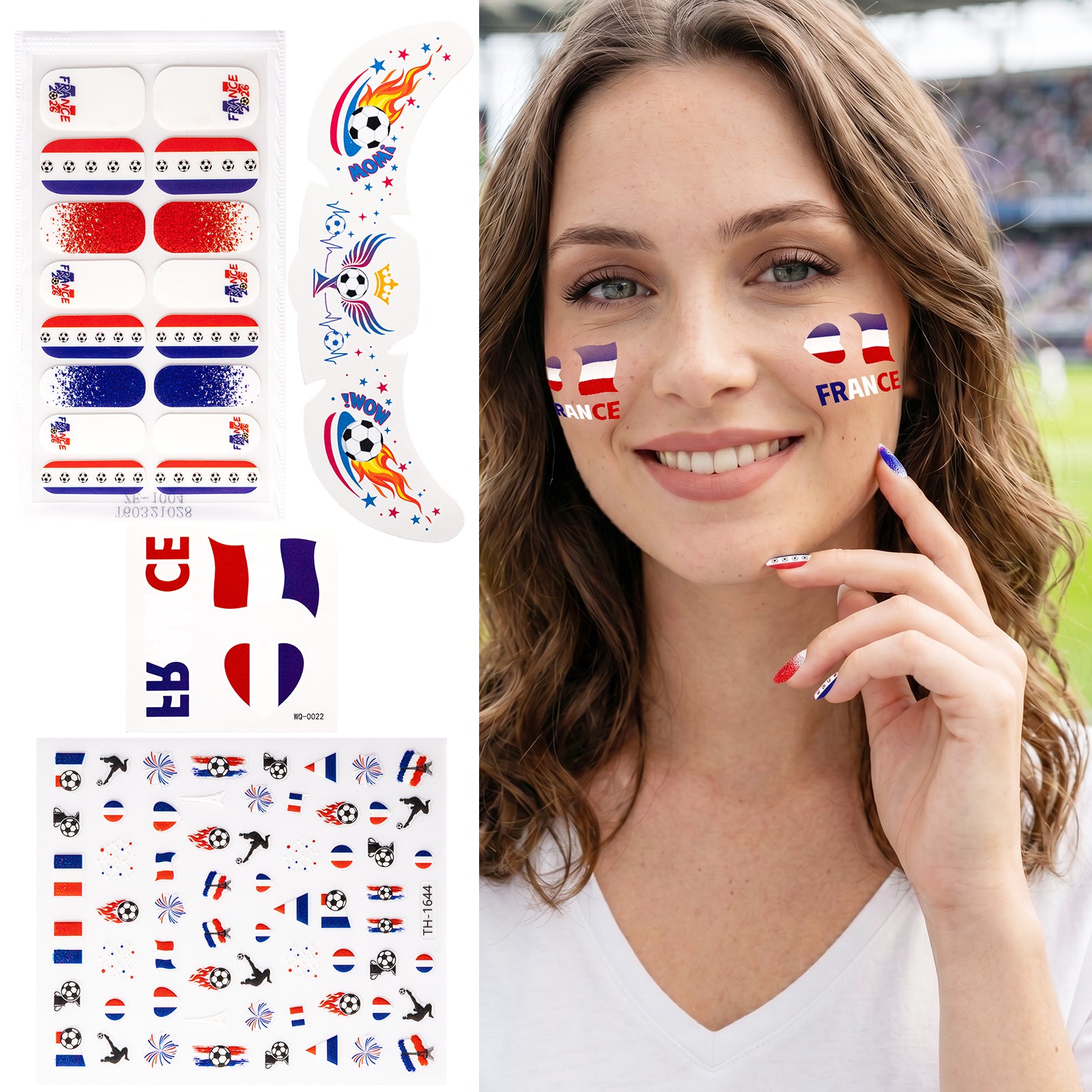 Gameday FanGlow Kit with World Cup Soccer Flag Nail Strips & Face Temporary Tattoos