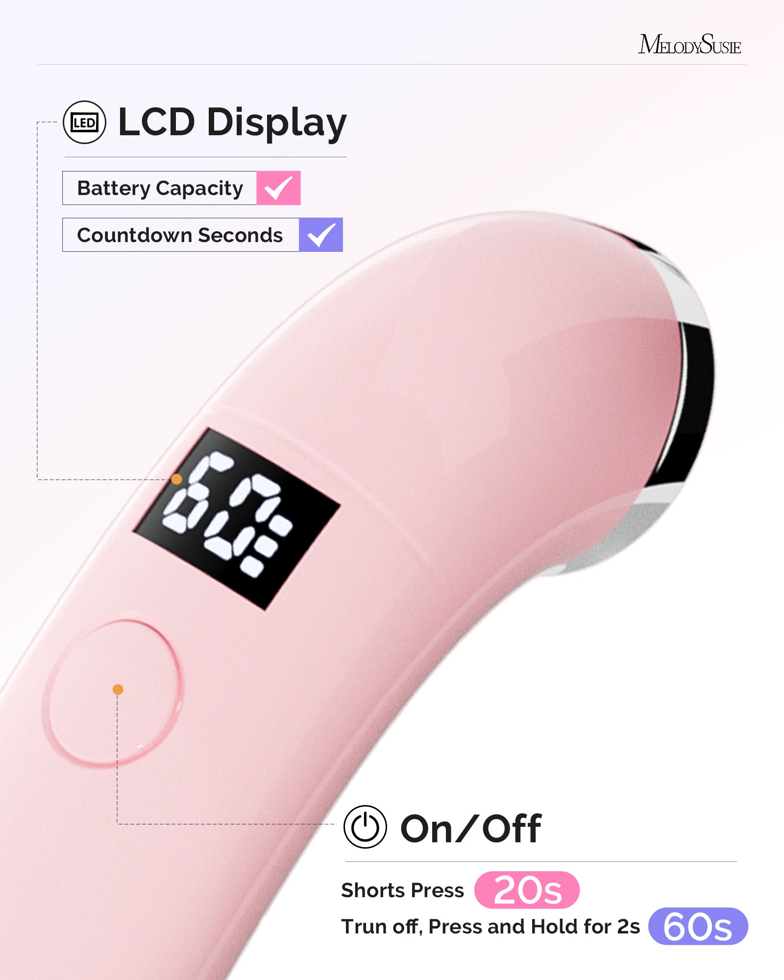P-ART01A Rechargeable LED/UV Nail Lamp - Pink