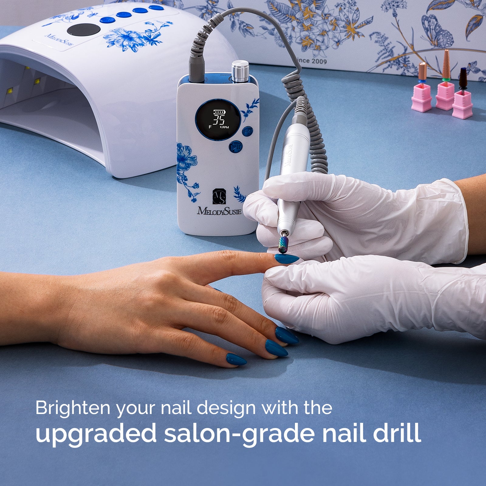 SM200F Plus Rechargeable 35000RPM Nail Drill Art Design Gift Box