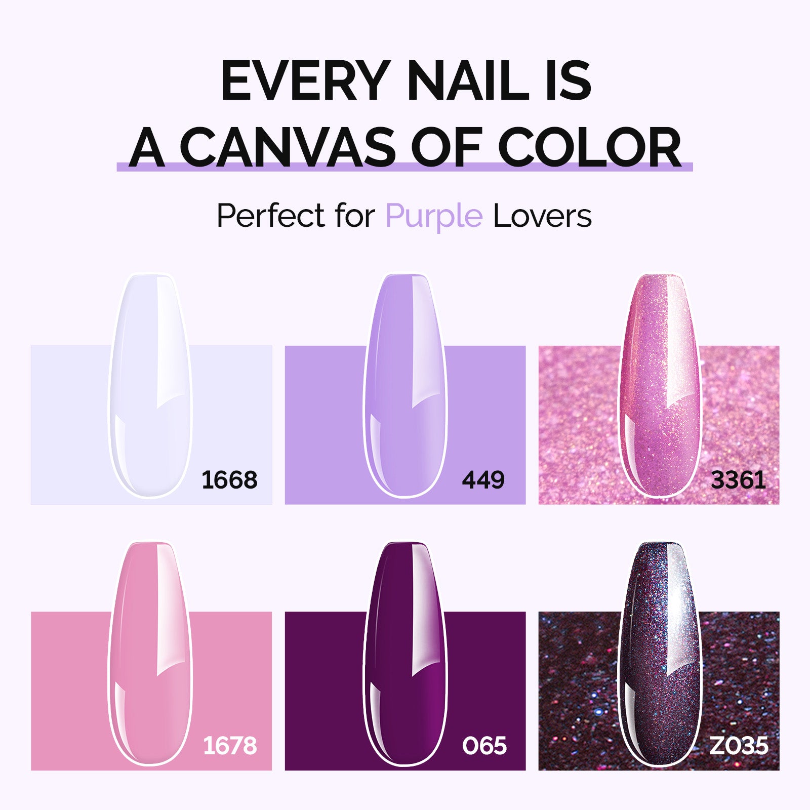 6 Colors TPO-Free Thick Gel Nail Polish Set 15ml - Purple