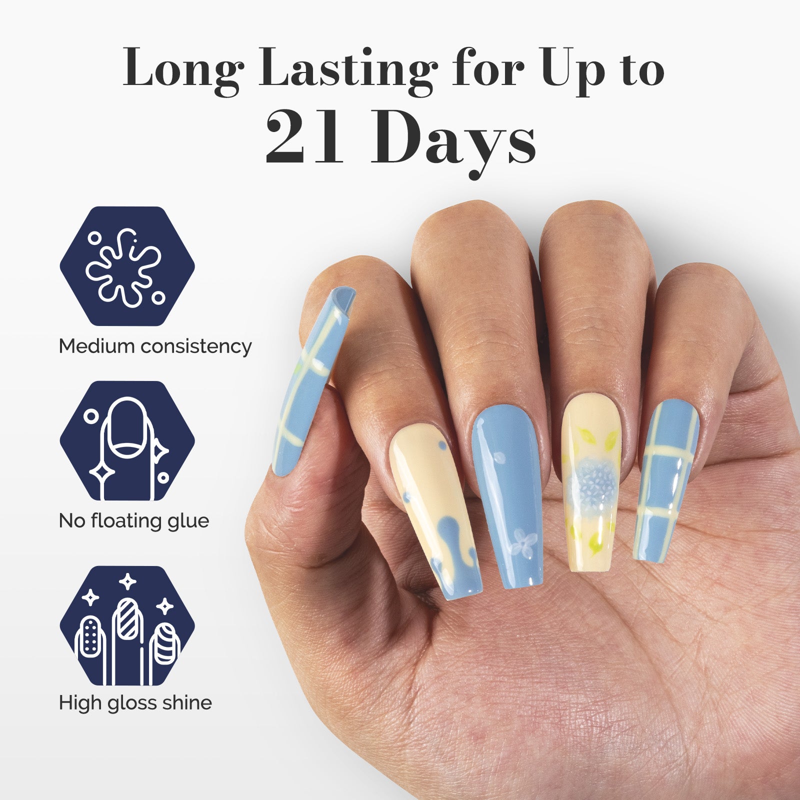 Fleurwee HEMA-Free & HPMA-Free & TPO-Free Gel Polish 2Pcs Pale Yellow&Gray Blue-P09+P32