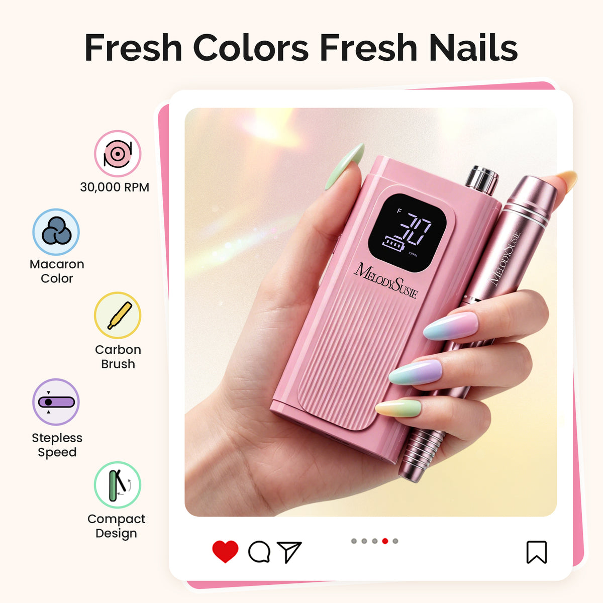 MelodySusie SC300E Nail Drill & PLUS30A Nail Lamp Nail Tools Gift Box