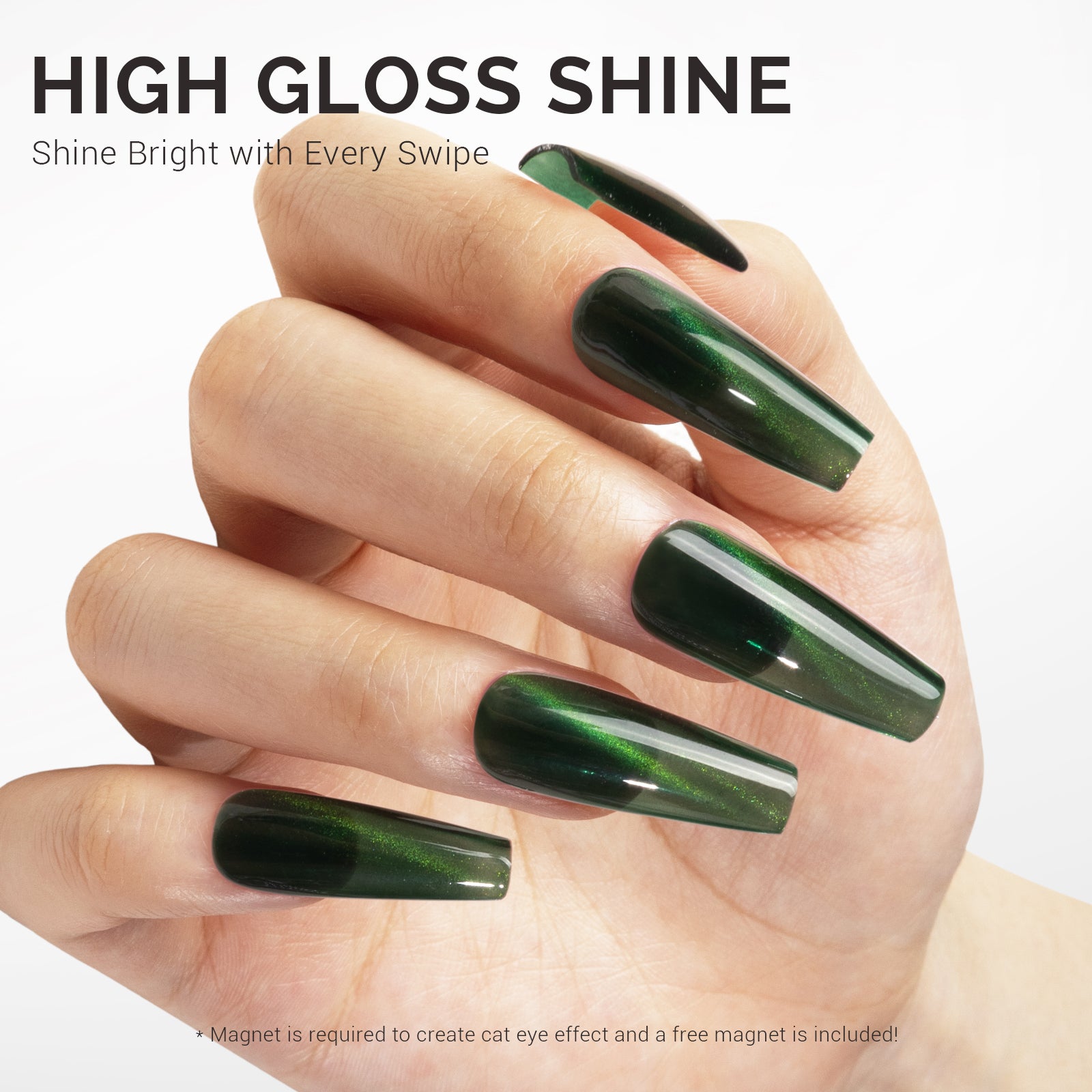 Jeweliver Cat Eye Gel Nail Polish 0.5 fl oz/15ml - Magic Forest Green C3108