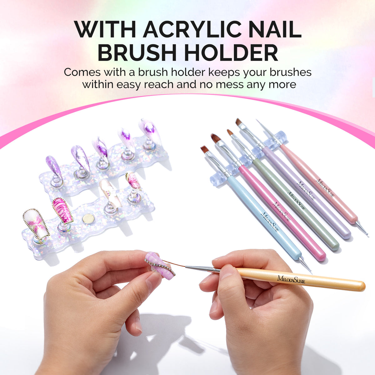 2-Set Acrylic Magnetic Base Nail Stand for Press Ons