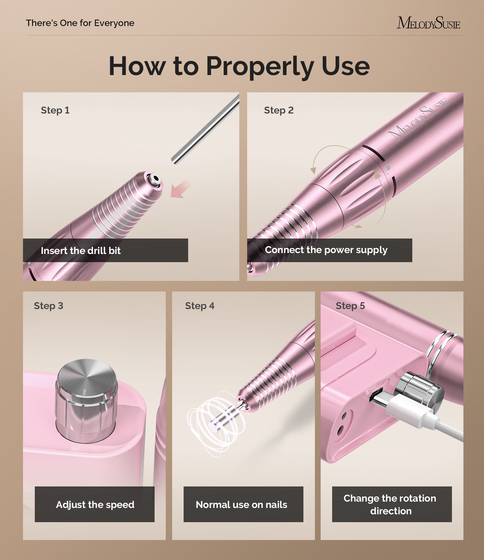 SC300F Rechargeable Nail Drill 30000RPM - Pink