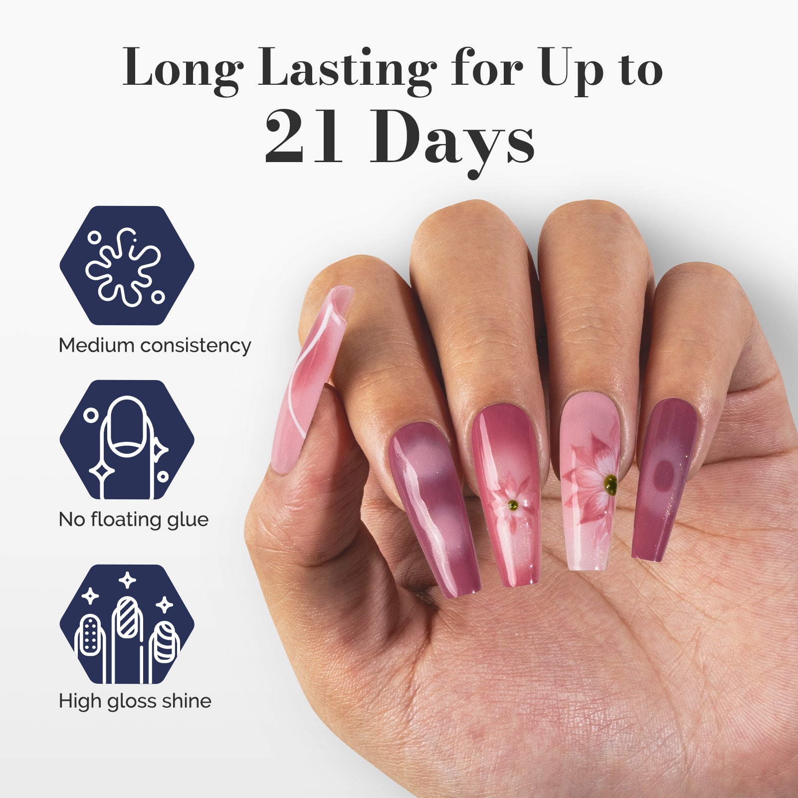 Fleurwee HEMA-Free & HPMA-Free & TPO-Free Gel Polish 2Pcs Pink Purple&Pink Tiny Glitter-P11+P21