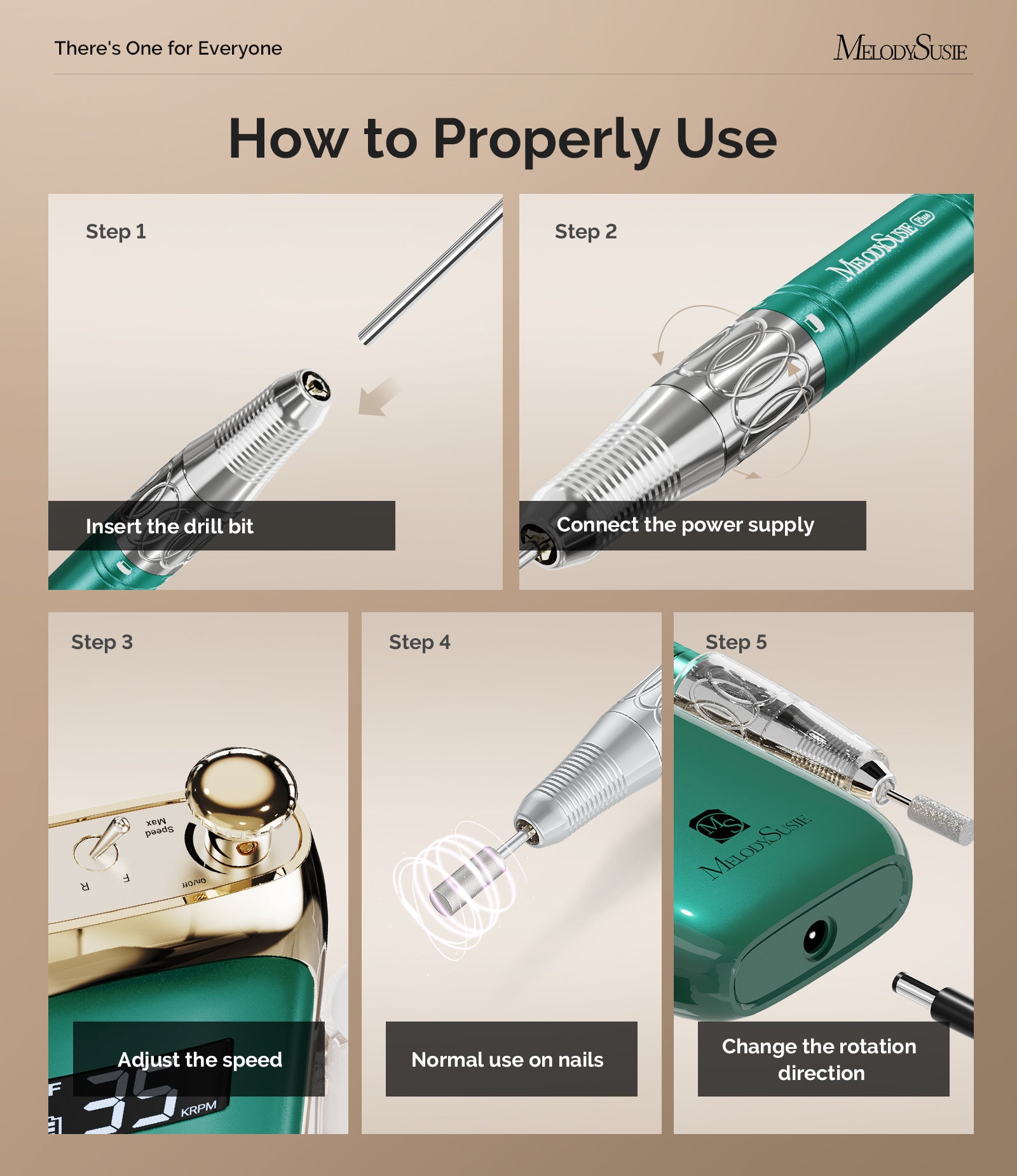 Jade Plus(MB450C) Clip-On Professional Vintage-Style Rechargeable Nail Drill 35,000RPM