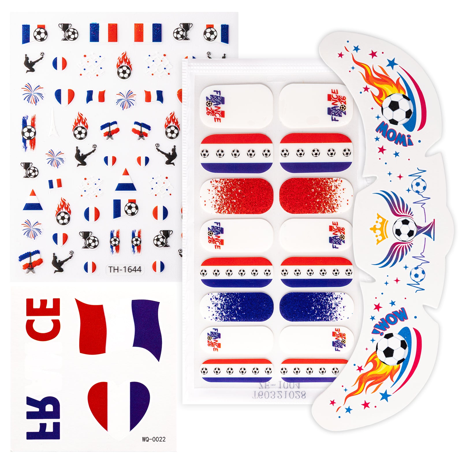 Gameday FanGlow Kit with World Cup Soccer Flag Nail Strips & Face Temporary Tattoos
