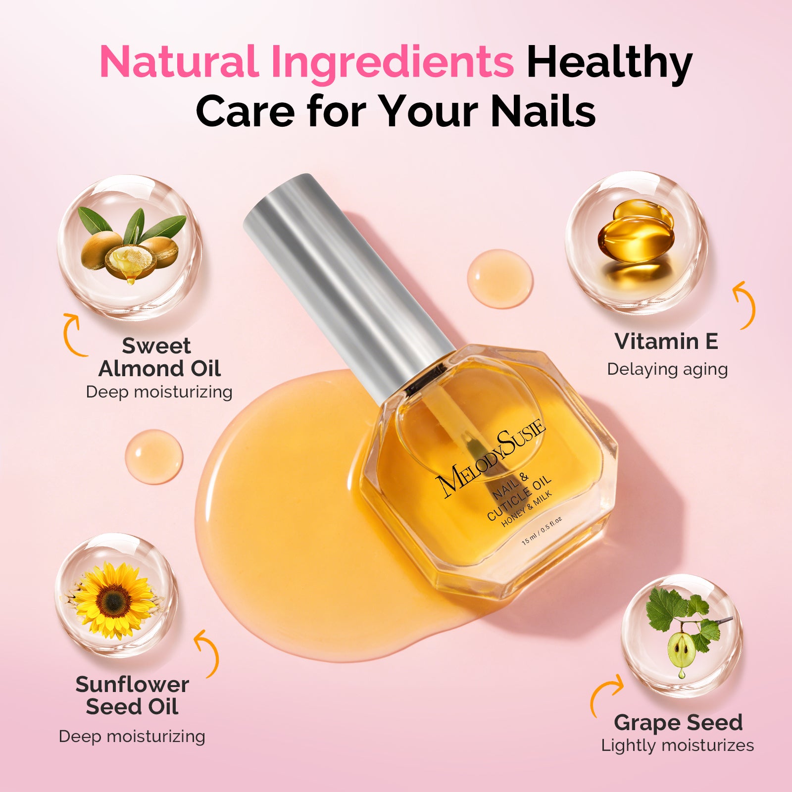 2Pcs Gel Nail Polish Remover with Cuticle Oil & Cuticle Pusher Tool