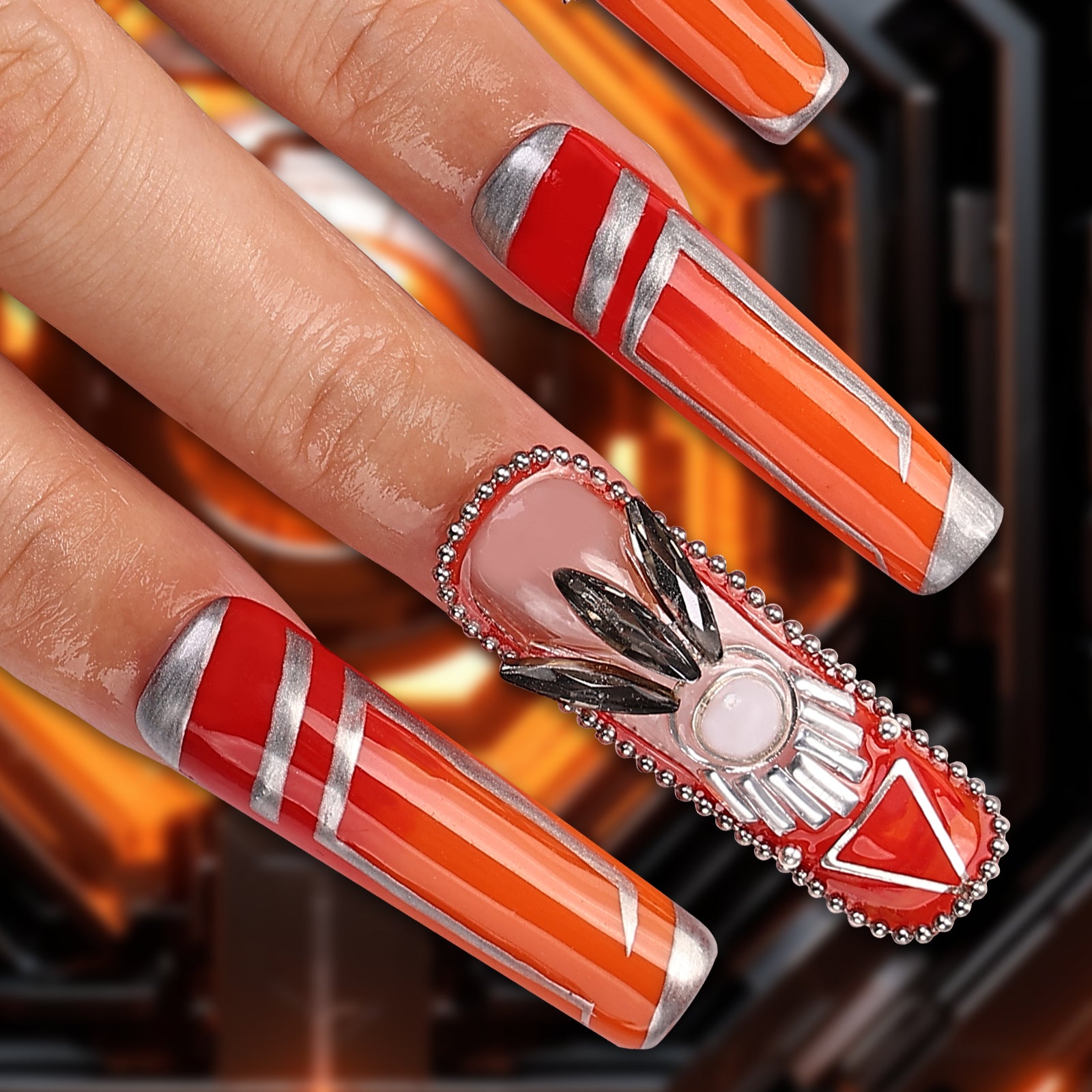 Shiny Cyberpunk Square Xtreme Press On Nails