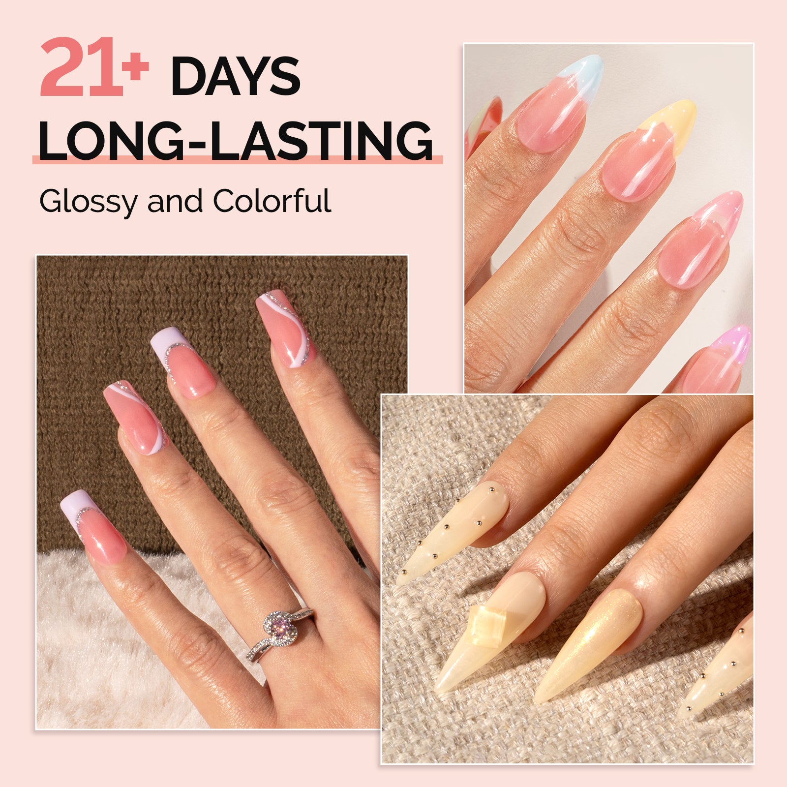 Jeweliver Jelly TPO-Free Gel Nail Polish Set 6 Colors 15ml - Jelly Pink