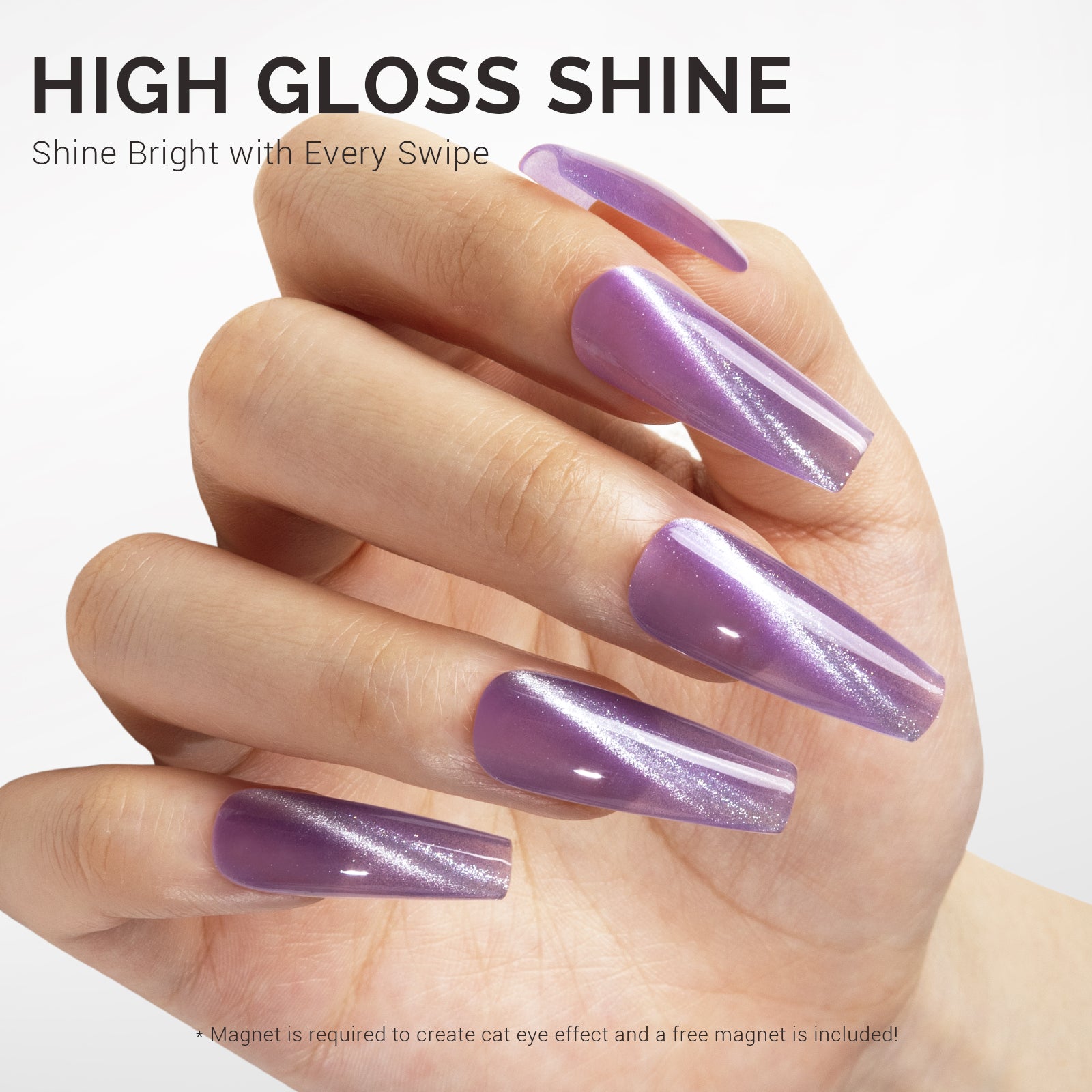 Jeweliver Cat Eye Gel Nail Polish 0.5 fl oz/15ml - Light Purple C16