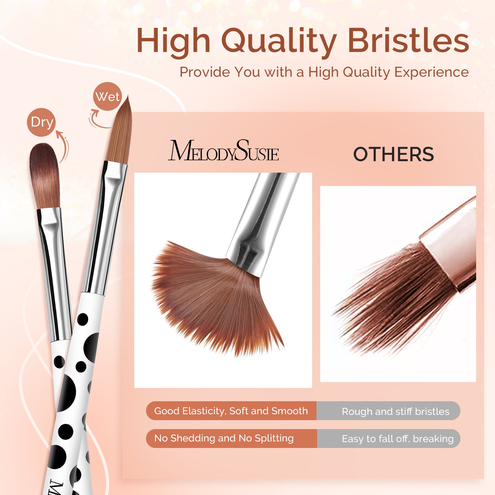 Acrylic Nail Brush Set 3Pcs - White