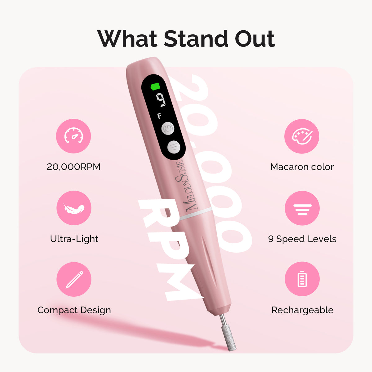 MelodySusie PC90G Nail Drill & P-ART01R Handheld Nail Lamp Gift Box
